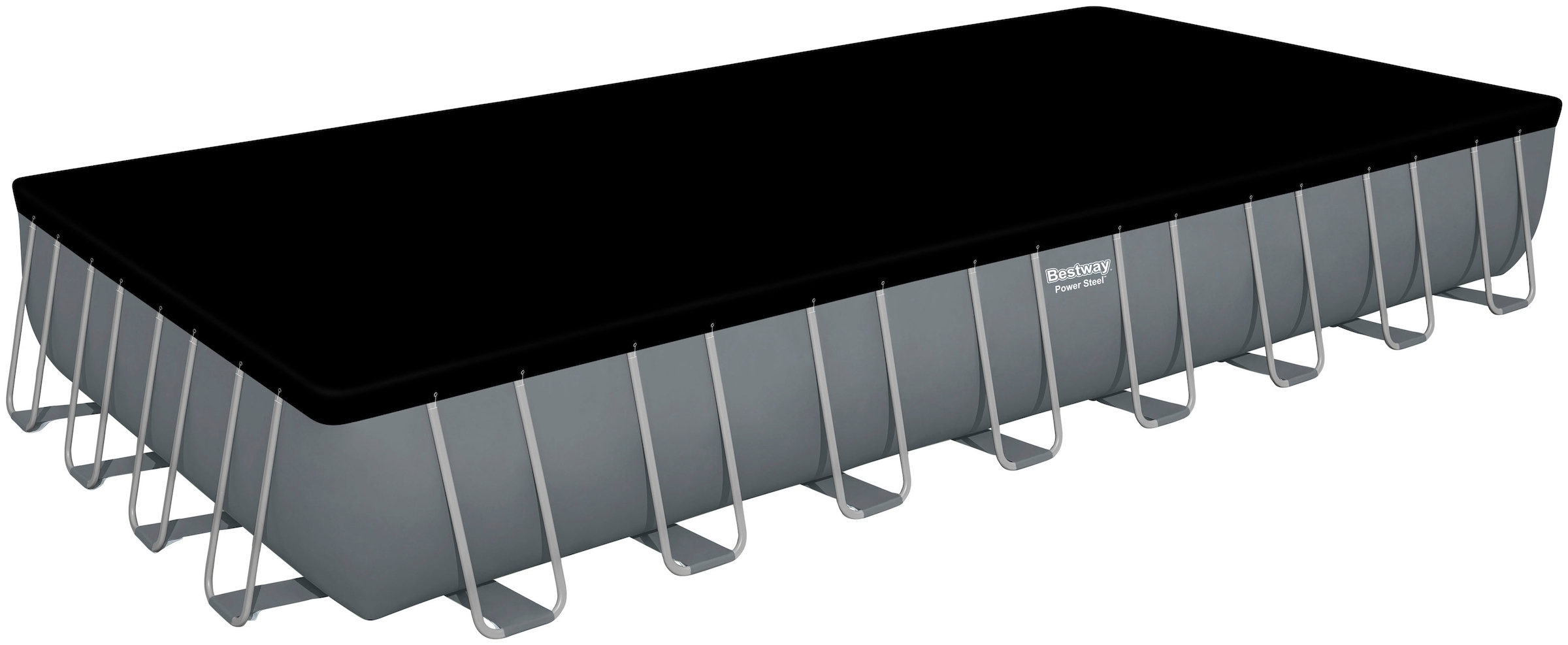 Bestway Framepool »Power Steel™«, (Komplett-Set), Frame Pool mit Sandfilteranlage 956x488x132 cm, grau