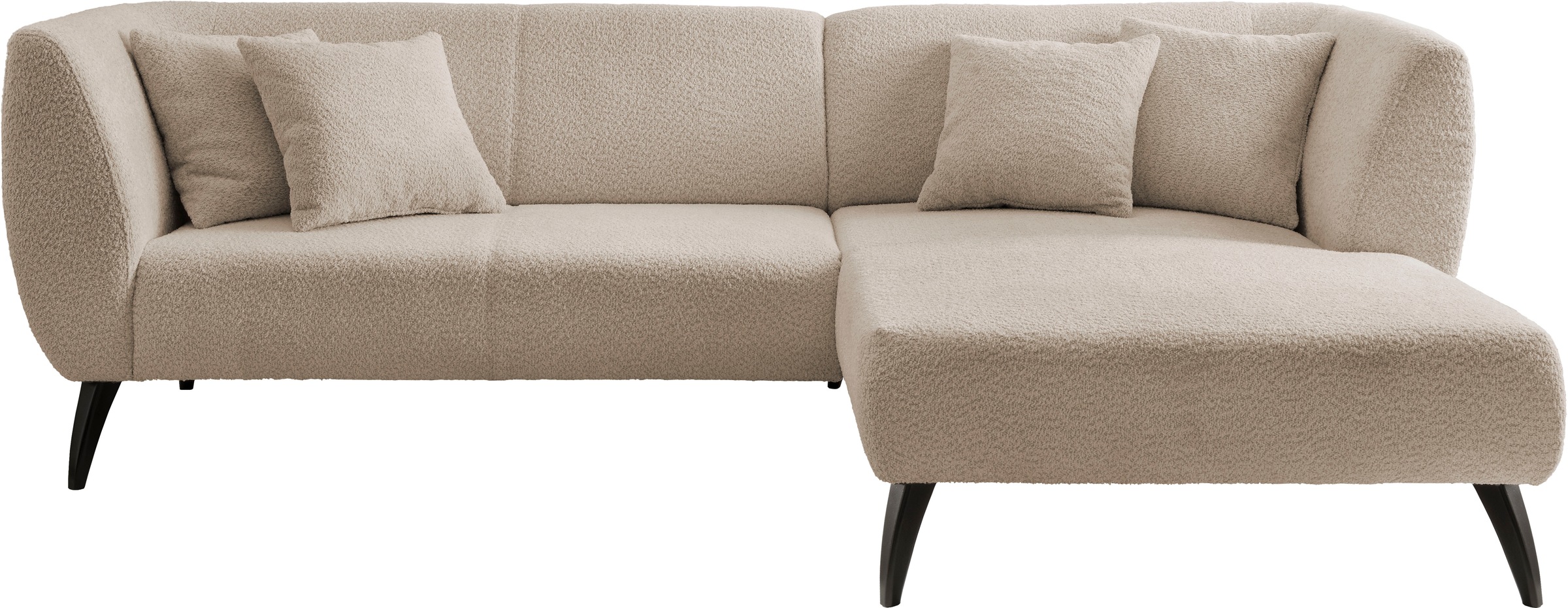 INOSIGN Ecksofa »Colori L-Form«, Holzfußfarbe wählbar, inkl. 4x Zierkissen