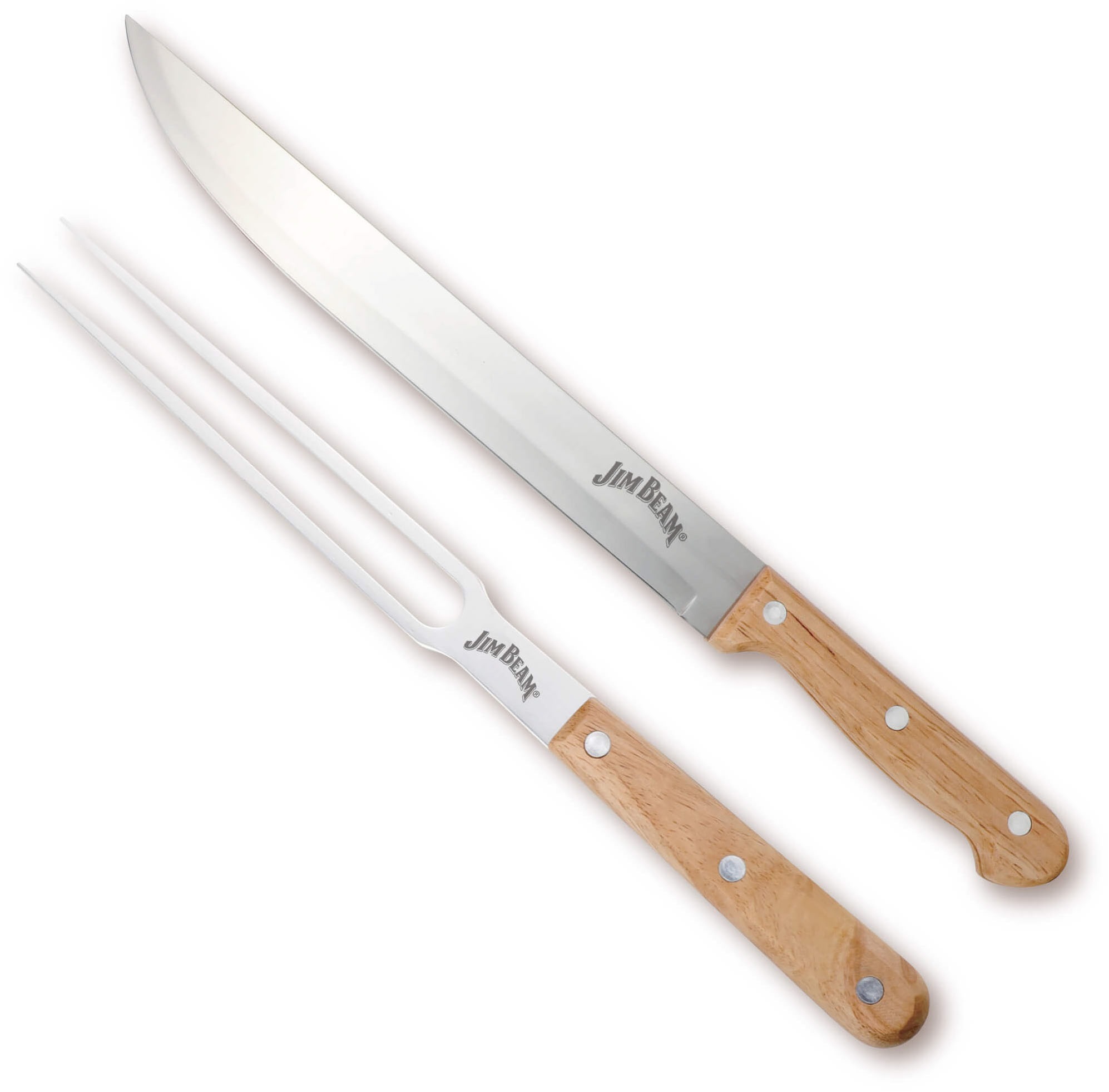 Jim Beam BBQ Schneidebrett »JB0237«, (Set), inkl. Tranchiermesser und Gabel mit Edelstahlklinge und Bambusgriffen