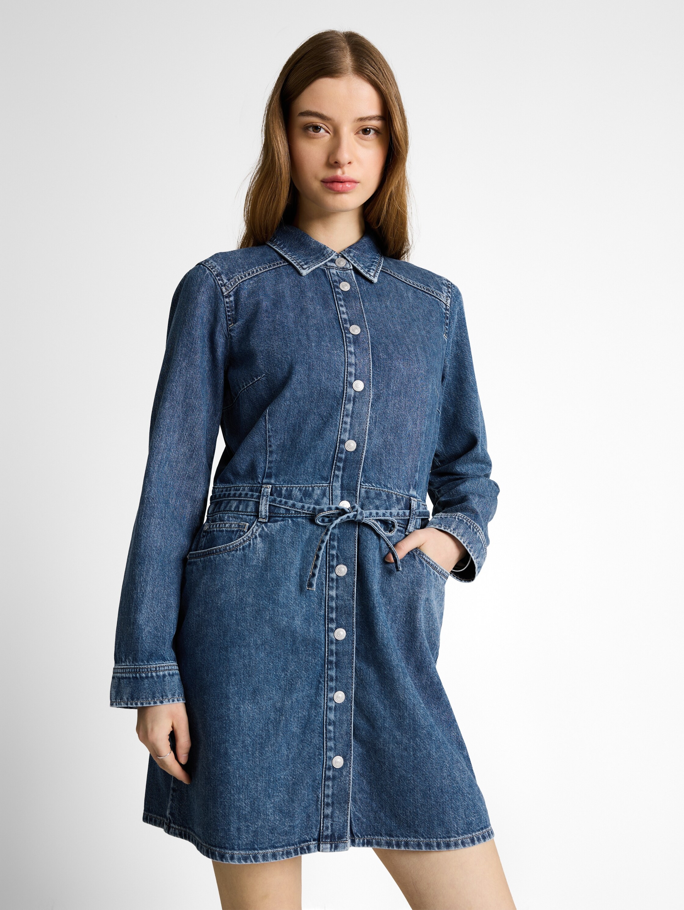 TOM TAILOR Denim Jeanskleid Eingrifftaschen Langarm mit Jeansgürtel günstig online kaufen