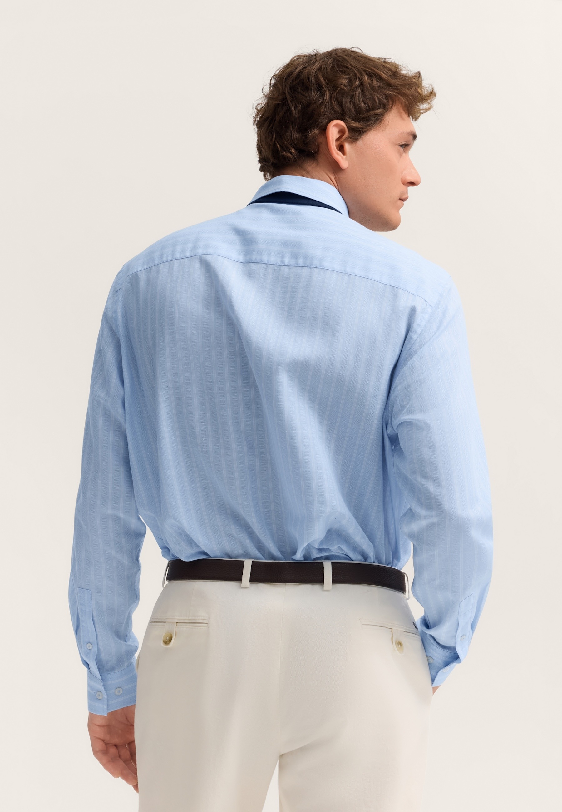 bugatti Businesshemd "Loose Fit" gestreift aus Leinen-Mix günstig online kaufen