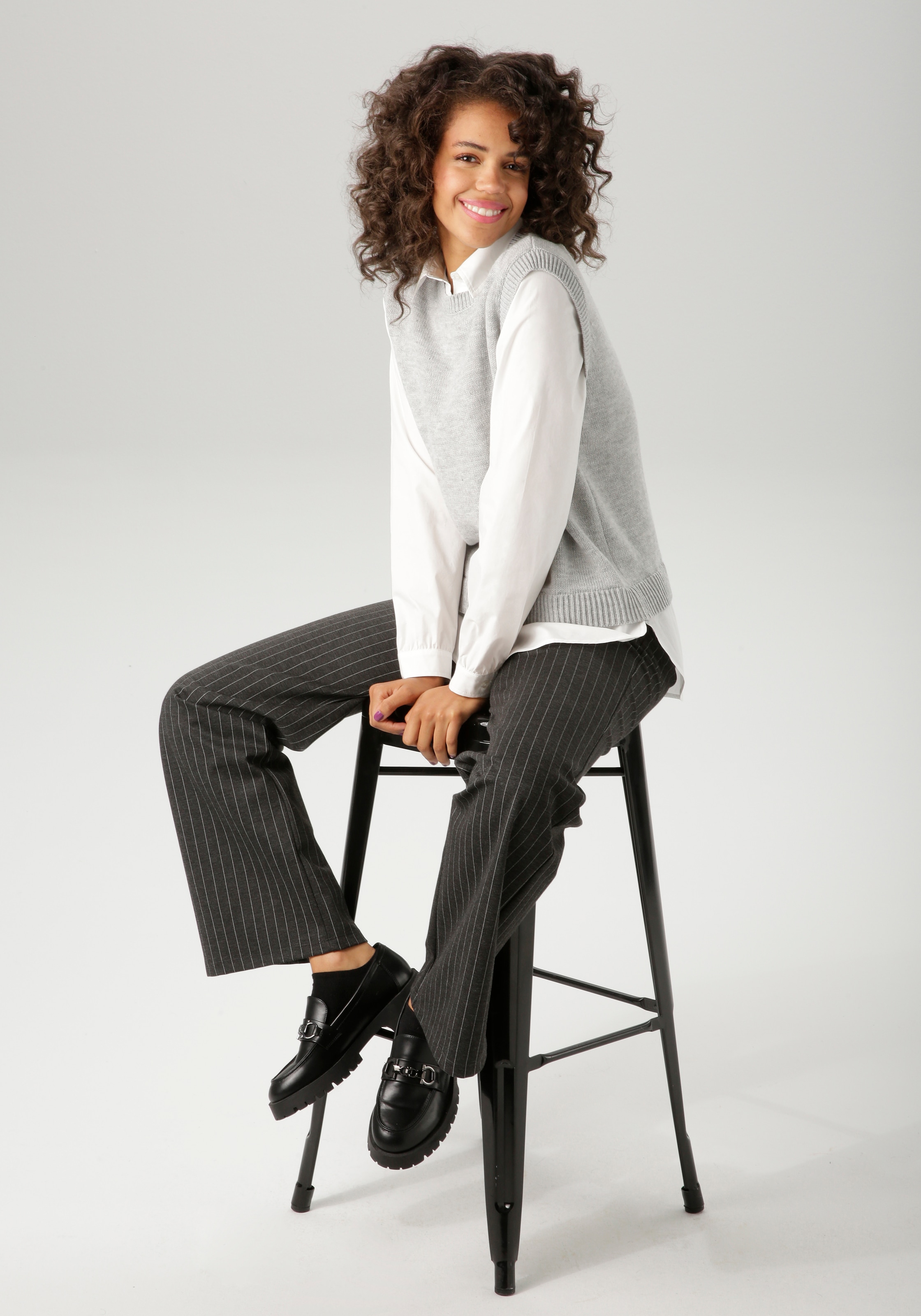Aniston CASUAL Strickpullover, mit Bluseneinsatz - NEUE KOLLEKTION
