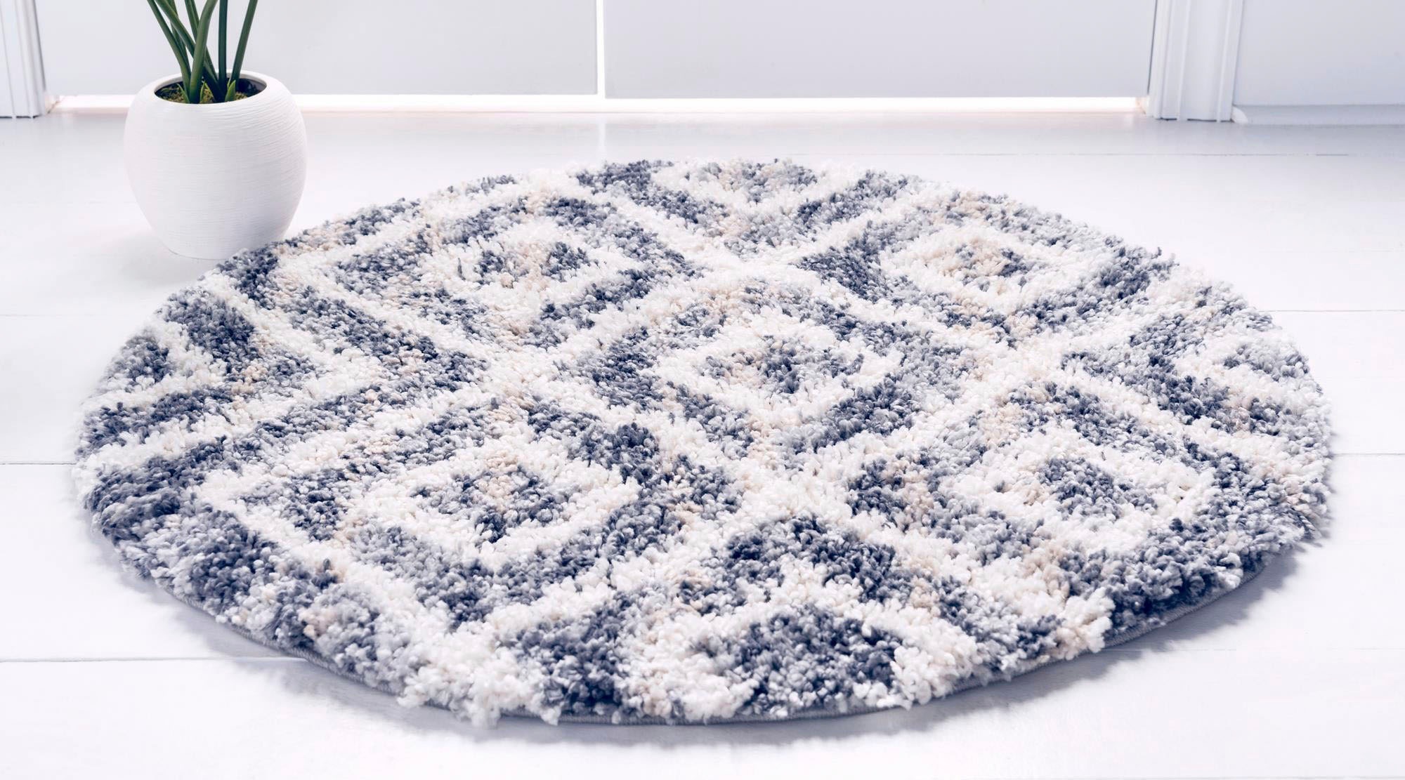 Myflair Möbel & Accessoires Hochflor-Teppich »Top Shag«, rund, 32 mm Höhe, gewebt, Rauten Design, melierte Optik, weich & kuschelig