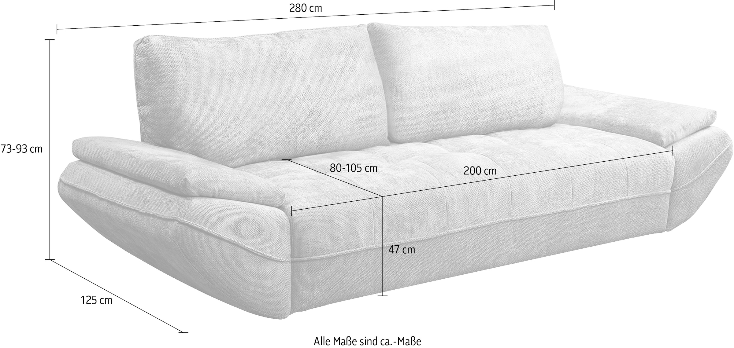 exxpo - sofa fashion Big-Sofa inkl. Bettfunktion und Bettkasten,toller Sitzkomfort, Steppung im Sitz