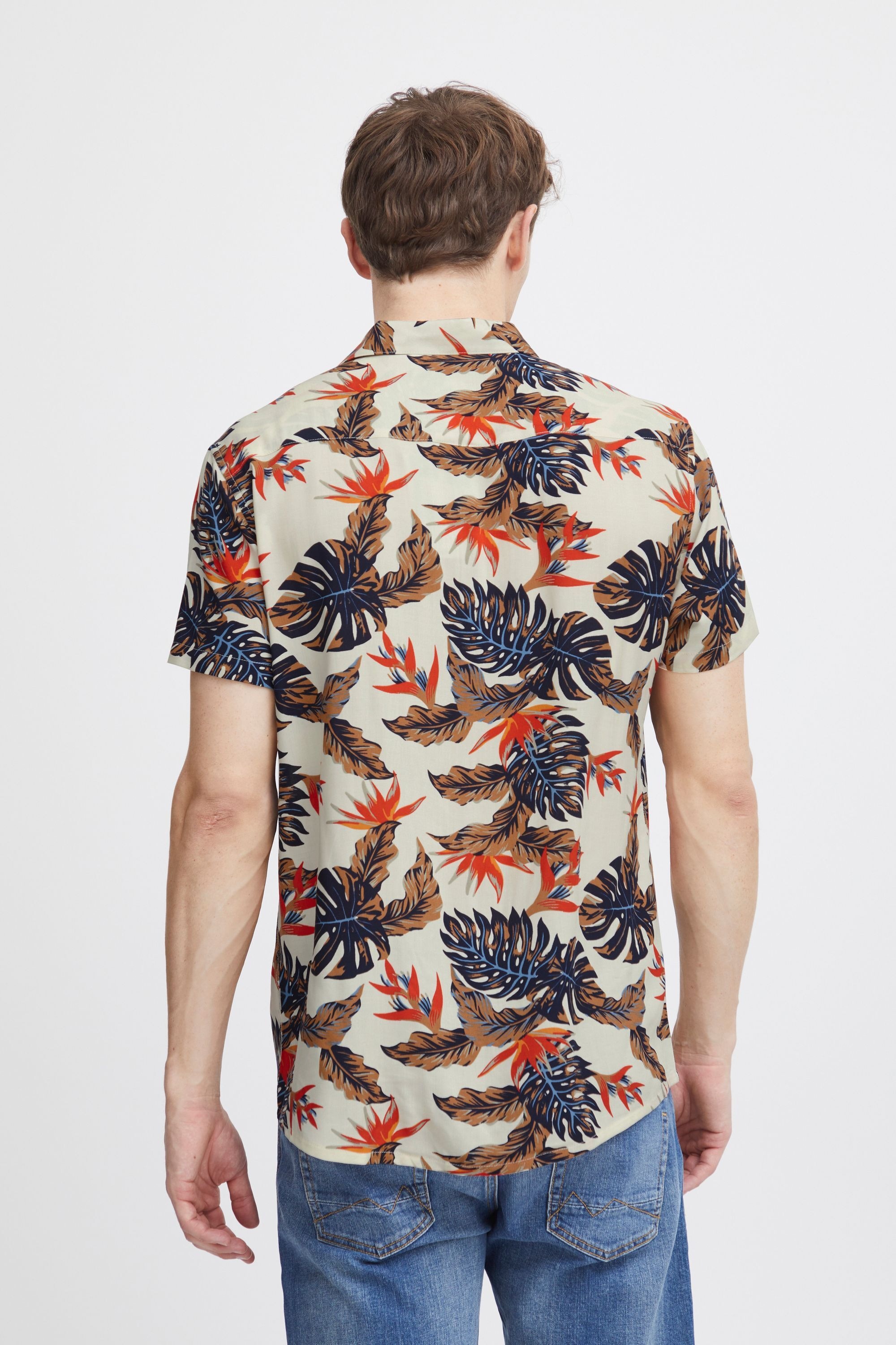 Blusenshirt BLEND "Hawaiihemd BHGawai", Herren, Gr. M, grün (lemon icing), Obermaterial: 100% Viskose CV., Hemden Blusenshirt 6