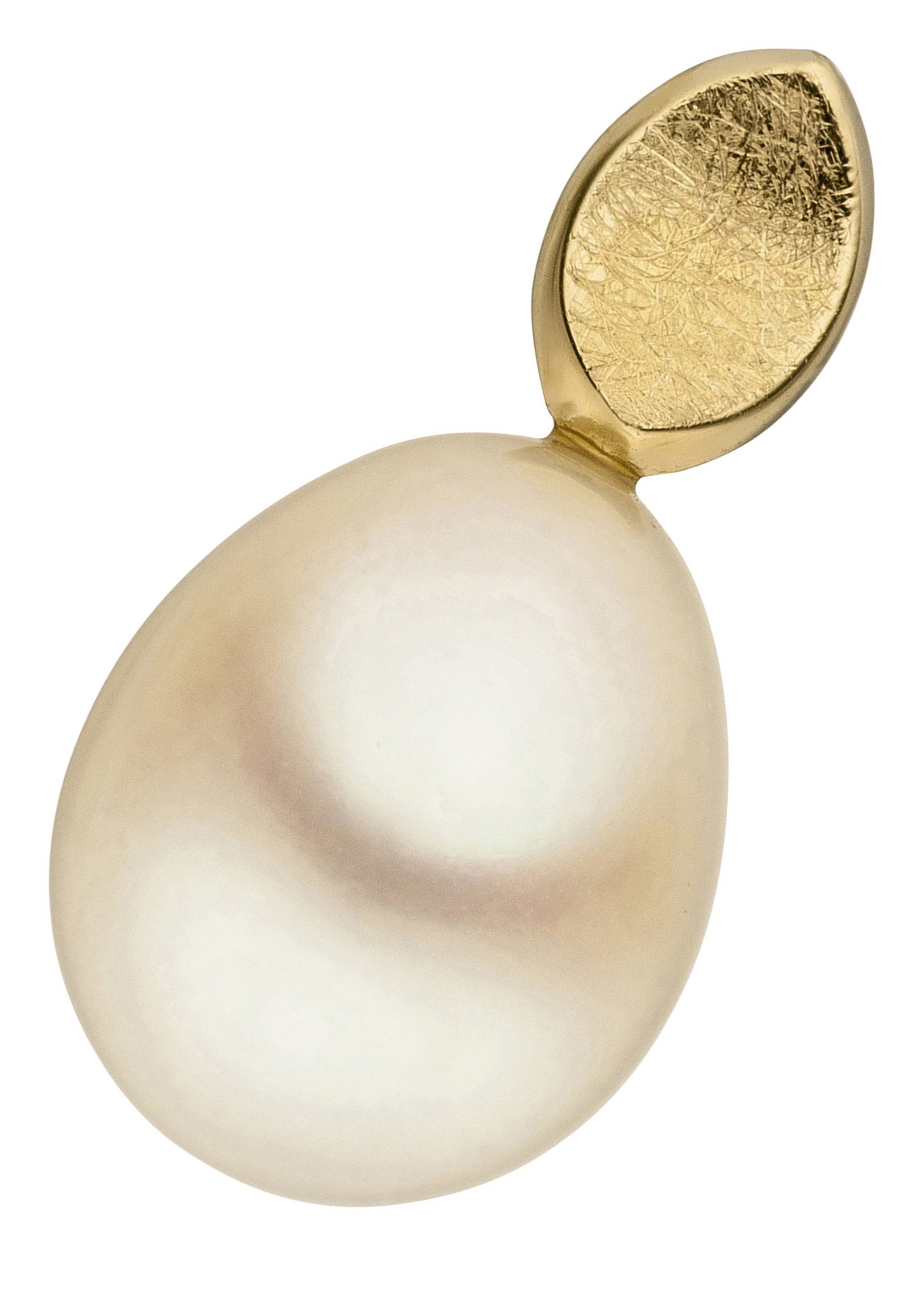 JOBO Damen Perlenanhänger "Anhänger Goldanhänger 16 mm", Gelbgold 585 Perlen, silber, Gelbgold 585, Perlen, Schmuckanhänger, 14 Karat 585 Gold