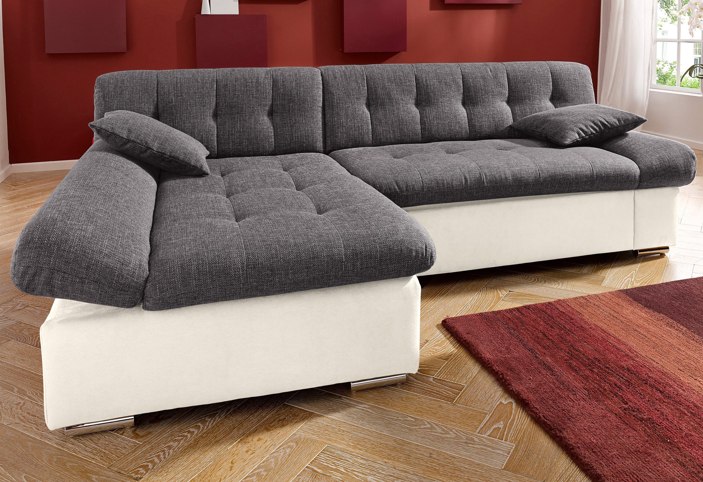 TRENDMANUFAKTUR Ecksofa »Reggae, modern und bequem, aktueller Materialmix, L-Form«, inkl. verstellbare Armlehne, wahlweise mit Bettfunktion
