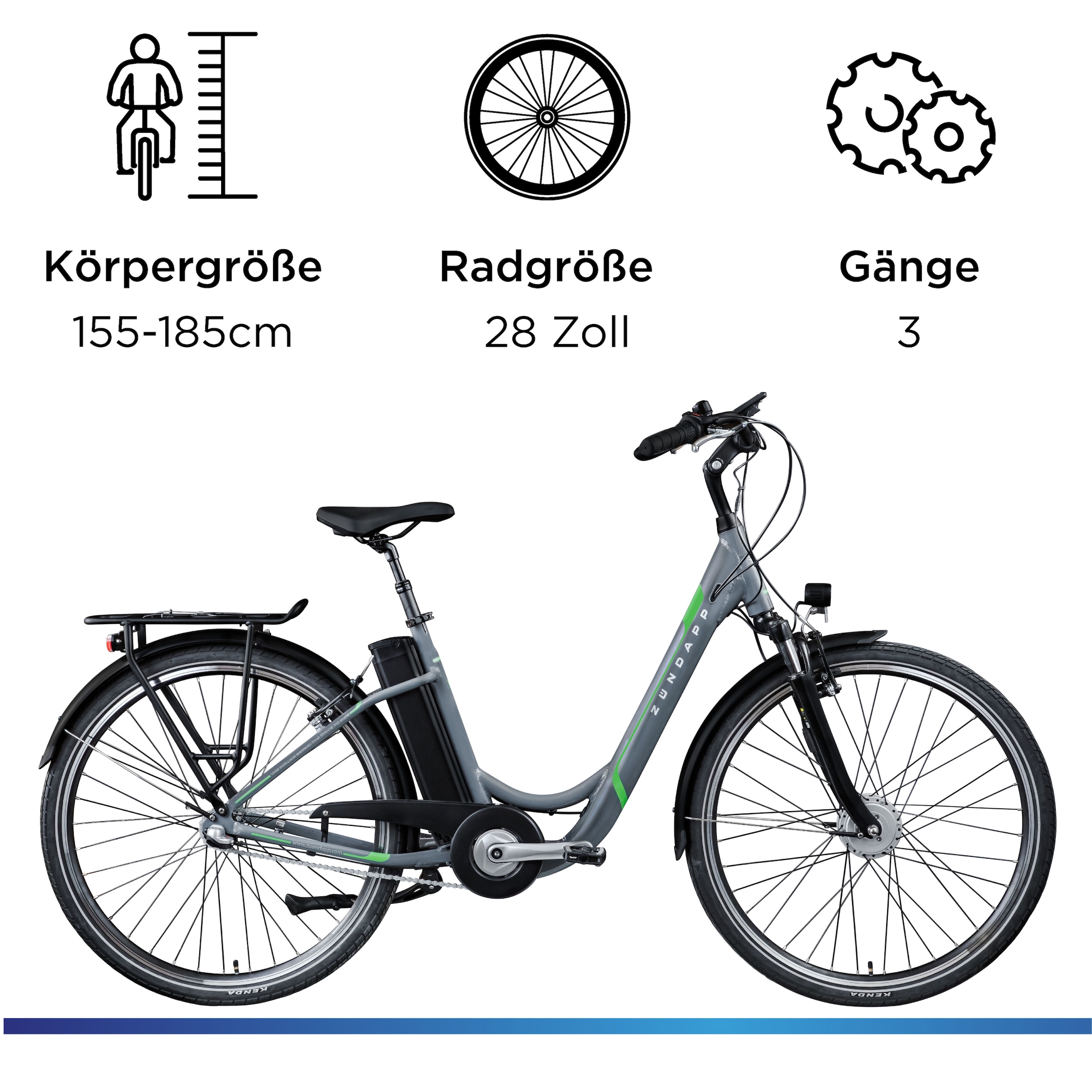 Zündapp »Z510« 3 Gang Shimano Nexus  SC-3C41 Schaltwerk Nabenschaltung Frontmotor 250 W mit Frontkorb,  Pedelec, Elektrofahrrad für Damen u. Herren