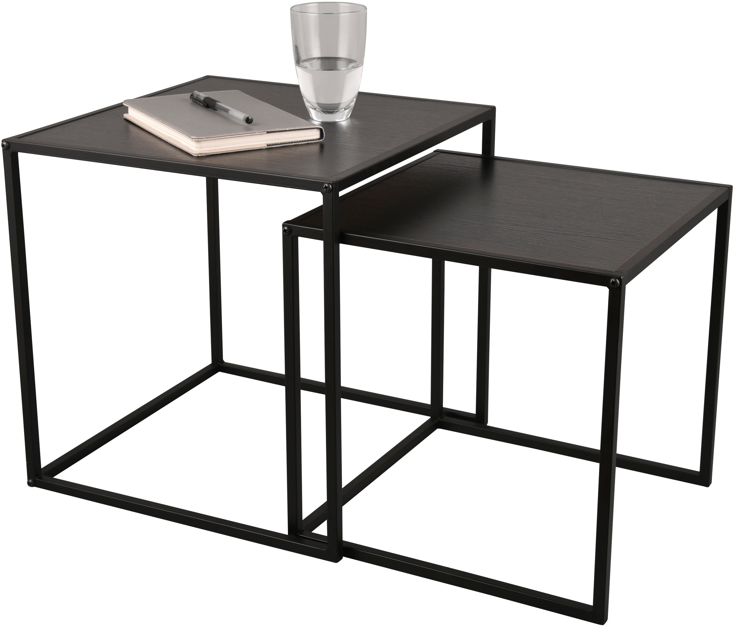 MIRRORS AND MORE Beistelltisch »Judy«, (Set, 2 St.), schwarzes Metallgestell