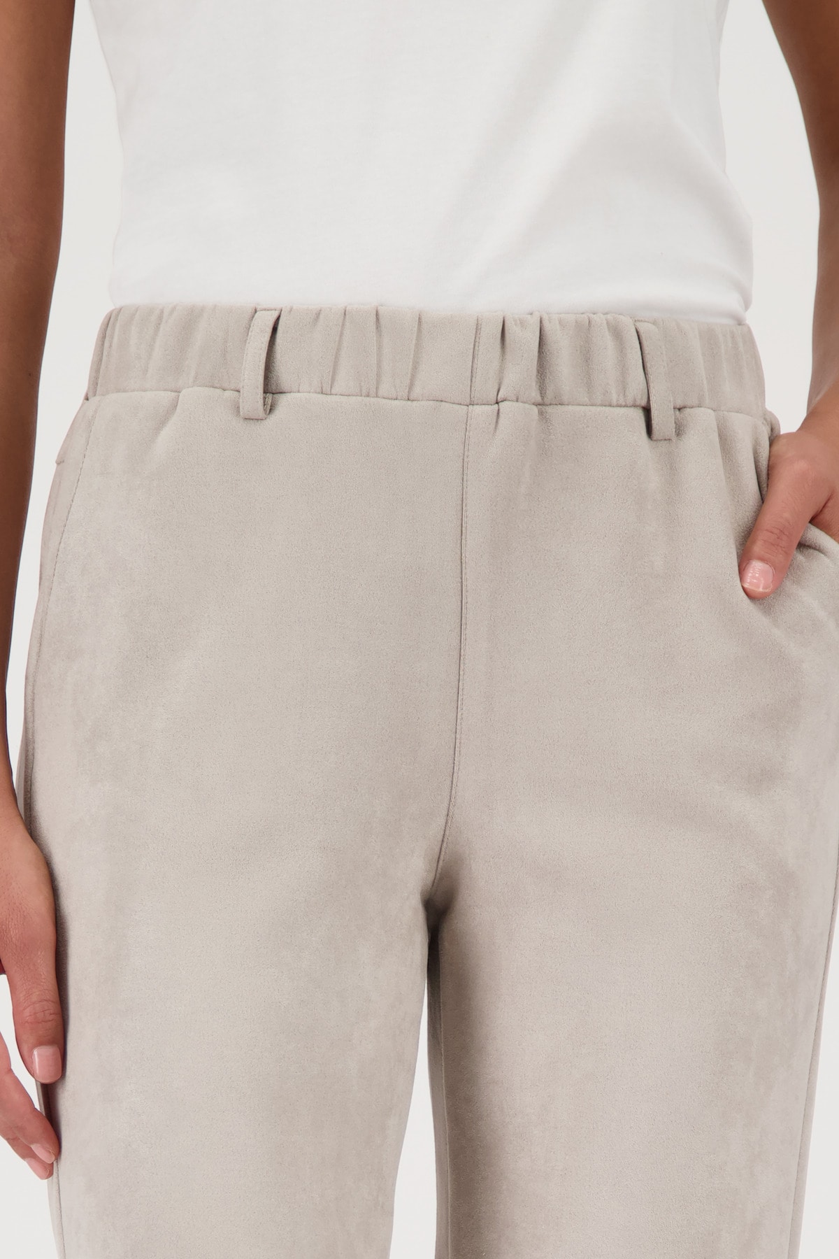 Monari Lederimitathose »Hose Lederimitat Velours«, Gerade Beinform