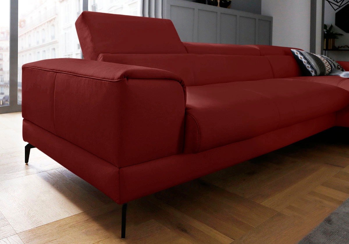W.SCHILLIG Ecksofa »piedroo, Designsofa mit tollem Sitzkomfort, bequem, L-Form«, Kopfteilverstellung, wahlweise mit Sitztiefenverstellung, Breite 343cm