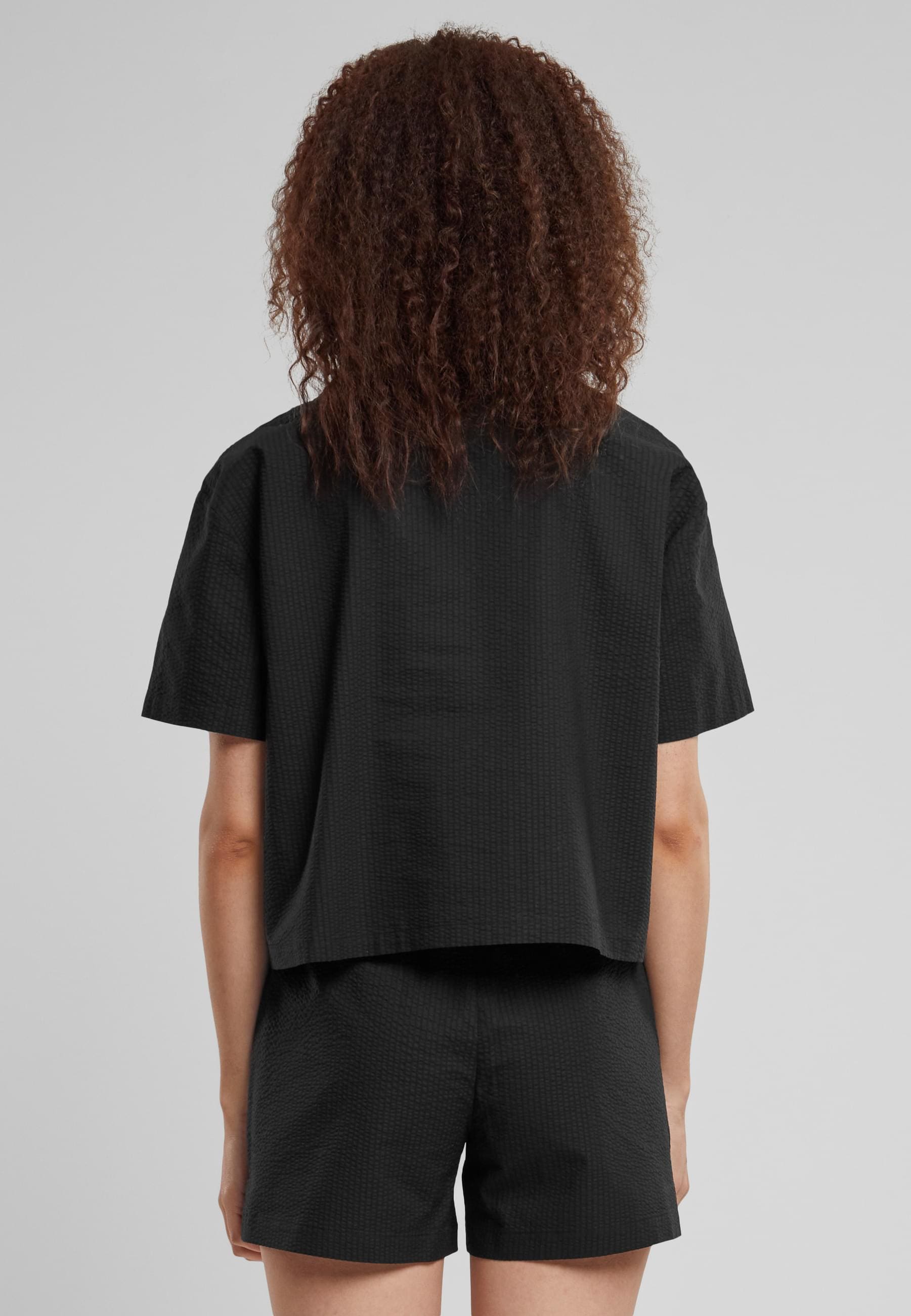 URBAN CLASSICS Langarmhemd »Urban Classics Damen Ladies Seersucker Shirt«
