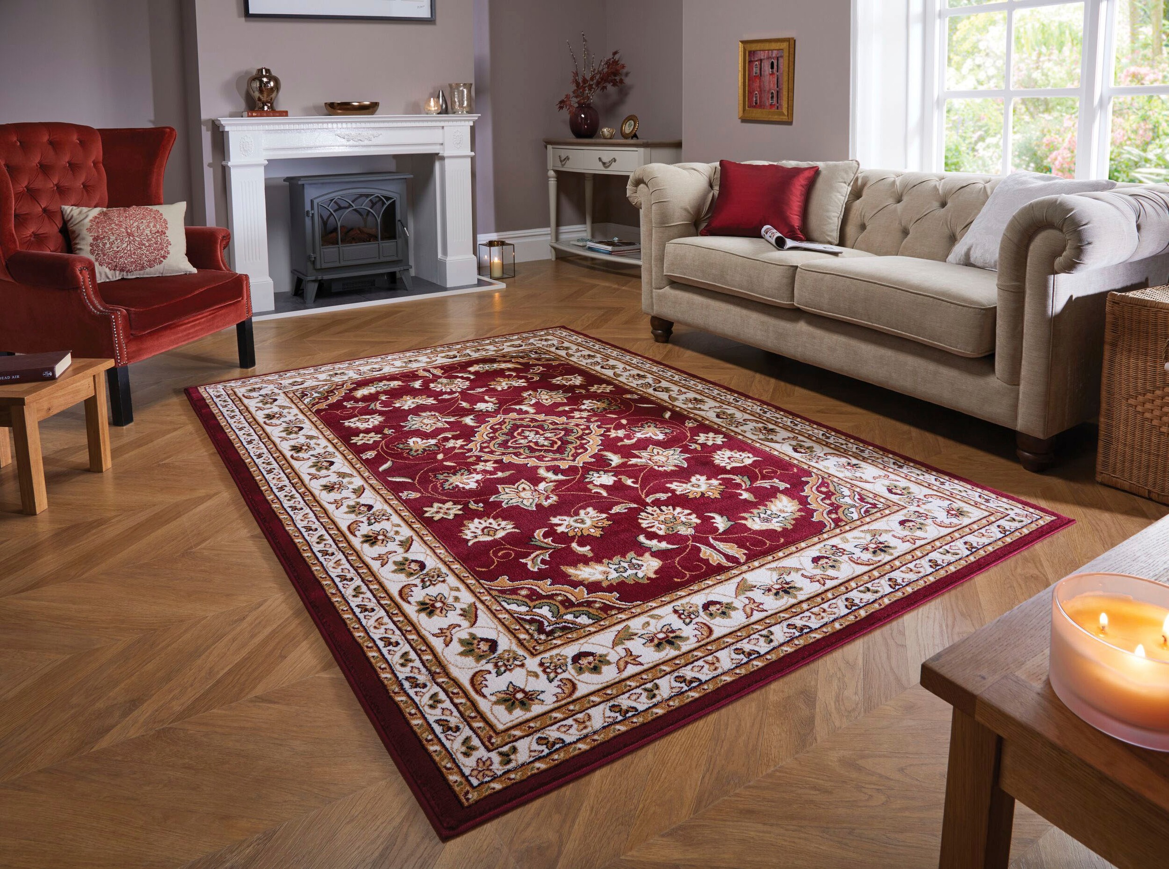 Teppich FLAIR RUGS "Sherborne", rot, B:290cm H:8mm L:200cm, Polypropylen, Teppiche, Teppich, Orientteppich