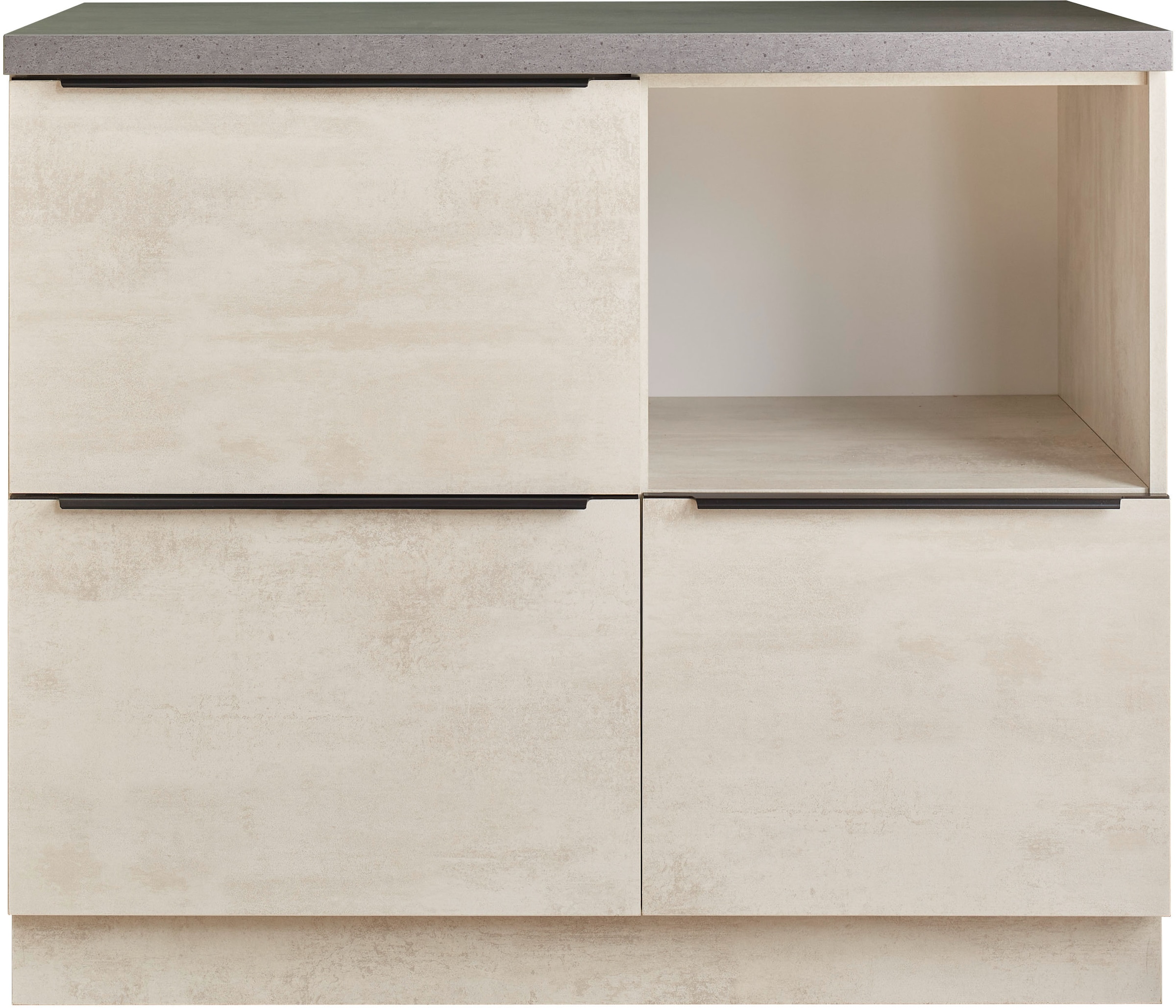 BASIC by Balculina Unterschrank »Sanibel Küchenschrank mit Auszügen BxHxT 110x94x60«, (1 St.), Breite 110cm, Melaminbeschichtung, 3 Auszüge, 1 offenes Fach