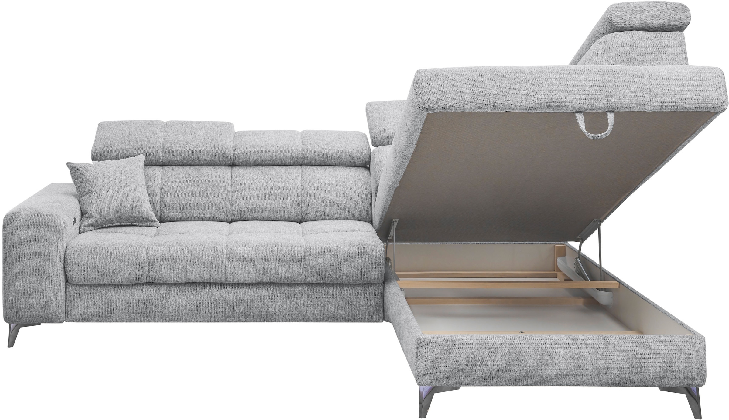 ED EXCITING DESIGN Ecksofa »Sydney L-Form«, mit Bettfunktion, Bettkasten, Kopfteilverstellung & 2 Zierkissen