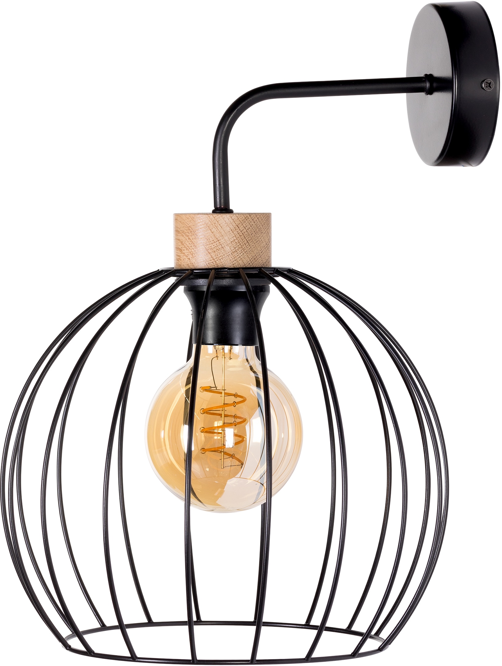 Dekorative BRITOP BAUR flammig-flammig, LIGHTING Elementen aus Wandleuchte »Coop«, aus mit 1 | Metall Leuchte Eichenholz