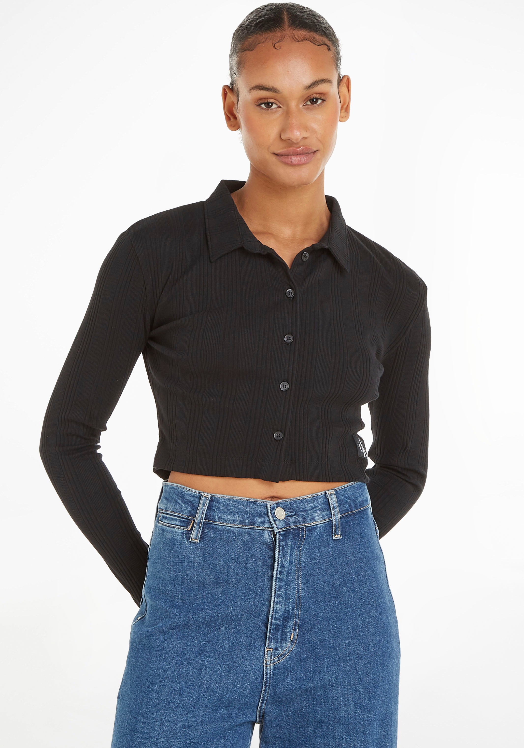 Calvin Klein Jeans Strickjacke »BADGE ELONGATED RIB SHIRT« kaufen