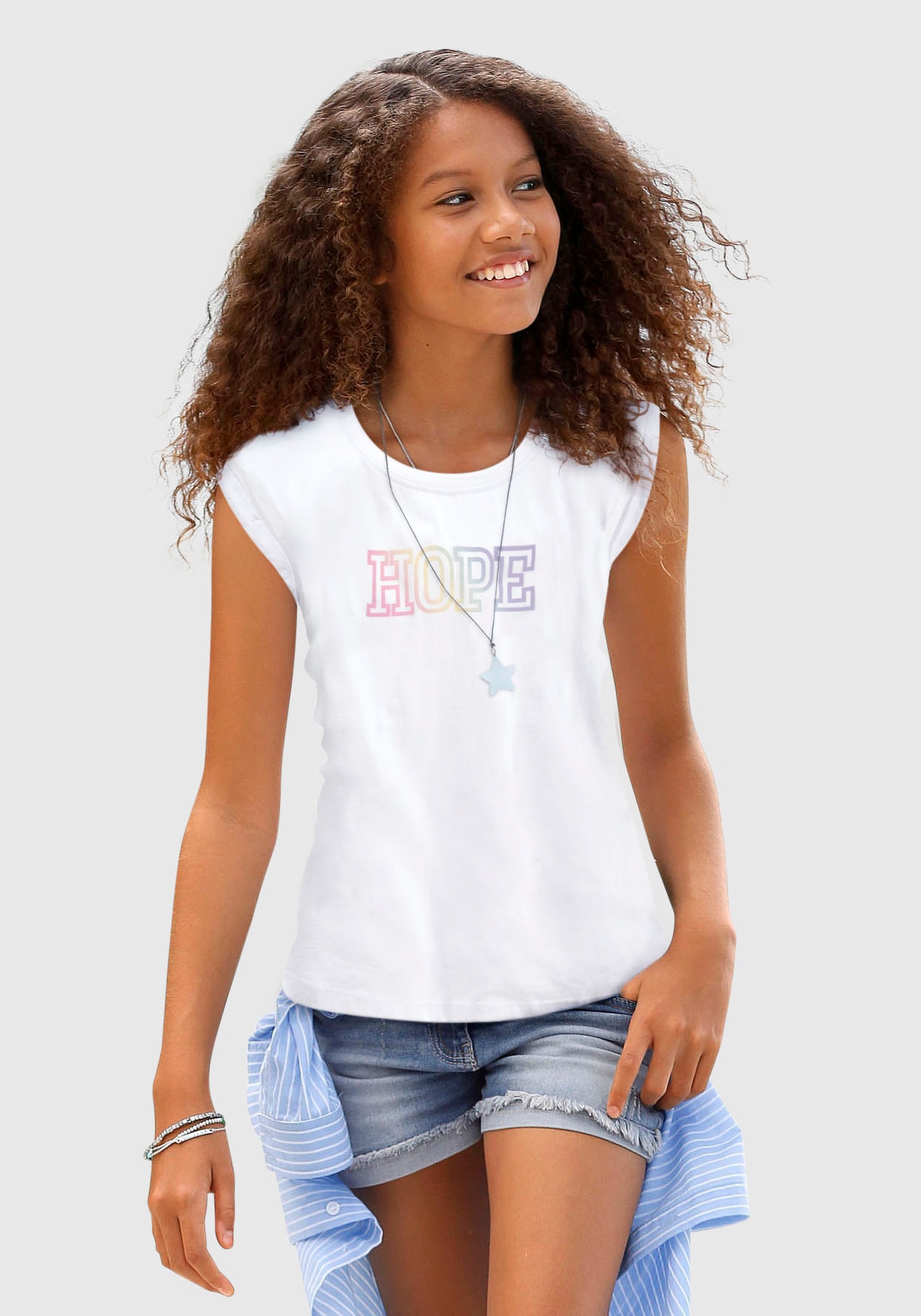 T-Shirt »Mit Print: HOPE«, Kurzarm, bequeme Passform, mit Print, Rundhalsausschnitt