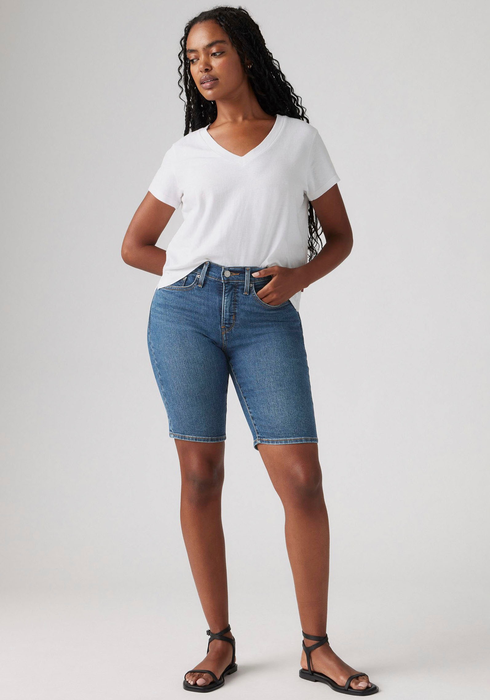 Levi's pour femme. 001VE-0002 Short Shaping blue (32), Bleu, Casuel, Coton, Denim 3
