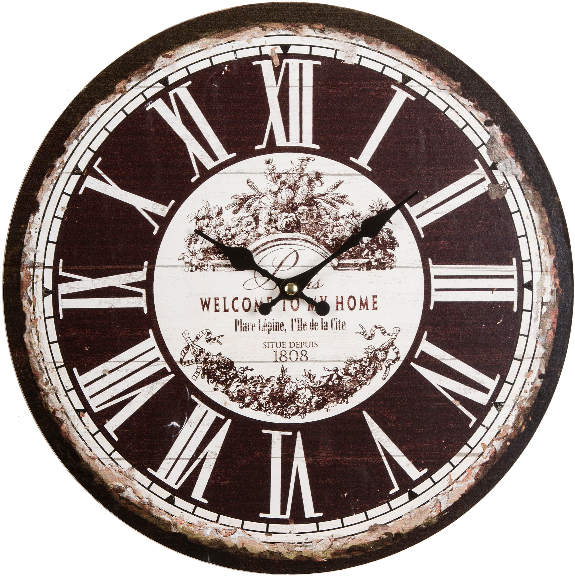 Myflair Möbel & Accessoires Wanduhr »"Welcome"«, rund, Ø 33,8 cm, römische Ziffern, dekorativ in Küche & Wohnzimmer