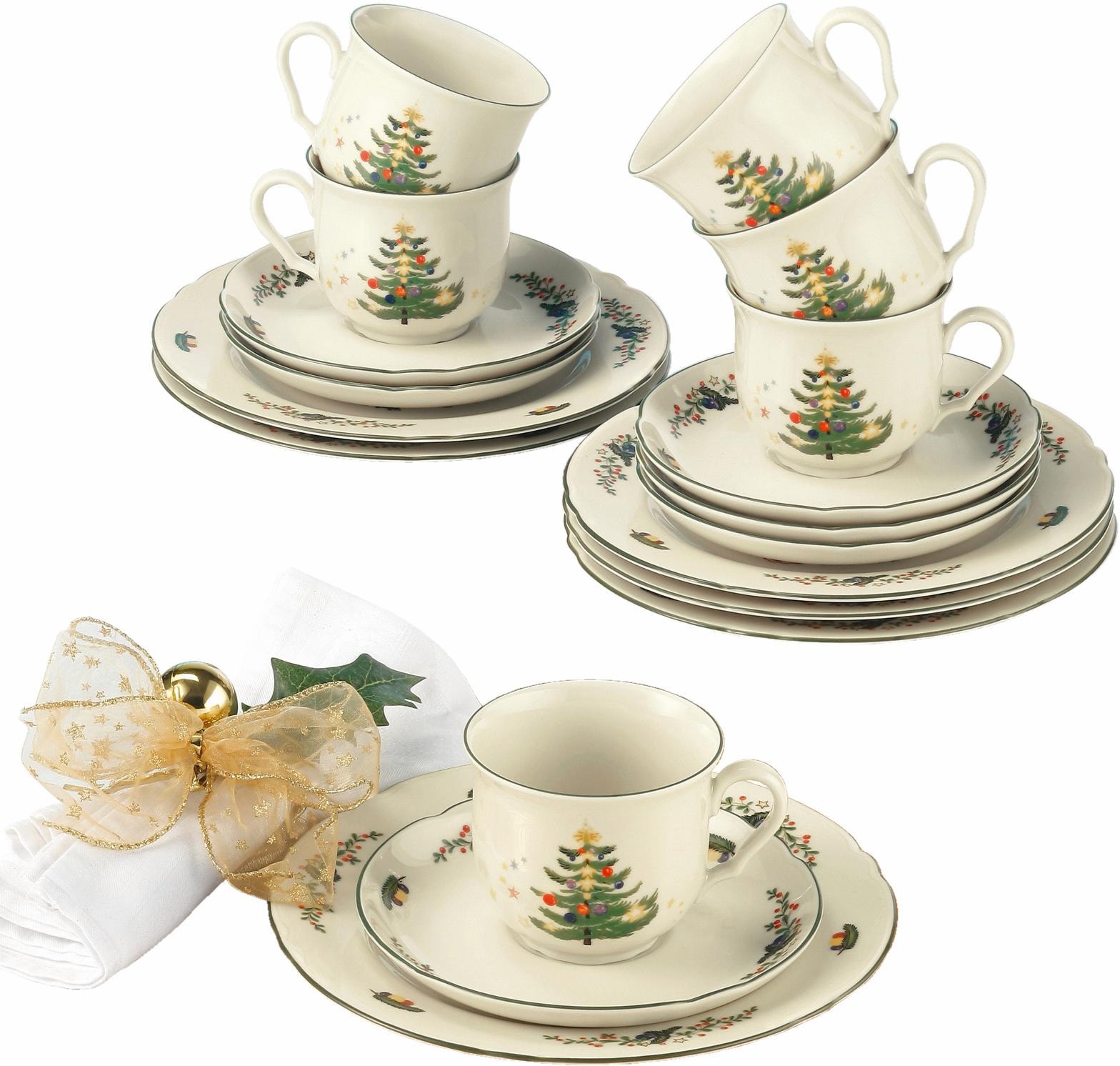 Seltmann Weiden Kaffeeservice »Geschirr-Set, Service Marie-Luise, Advent, Weihnachten«, (Set, 18 tlg.), Tassen, Teller, Untertassen, Made in Germany, 18 Teile, für 6 Personen