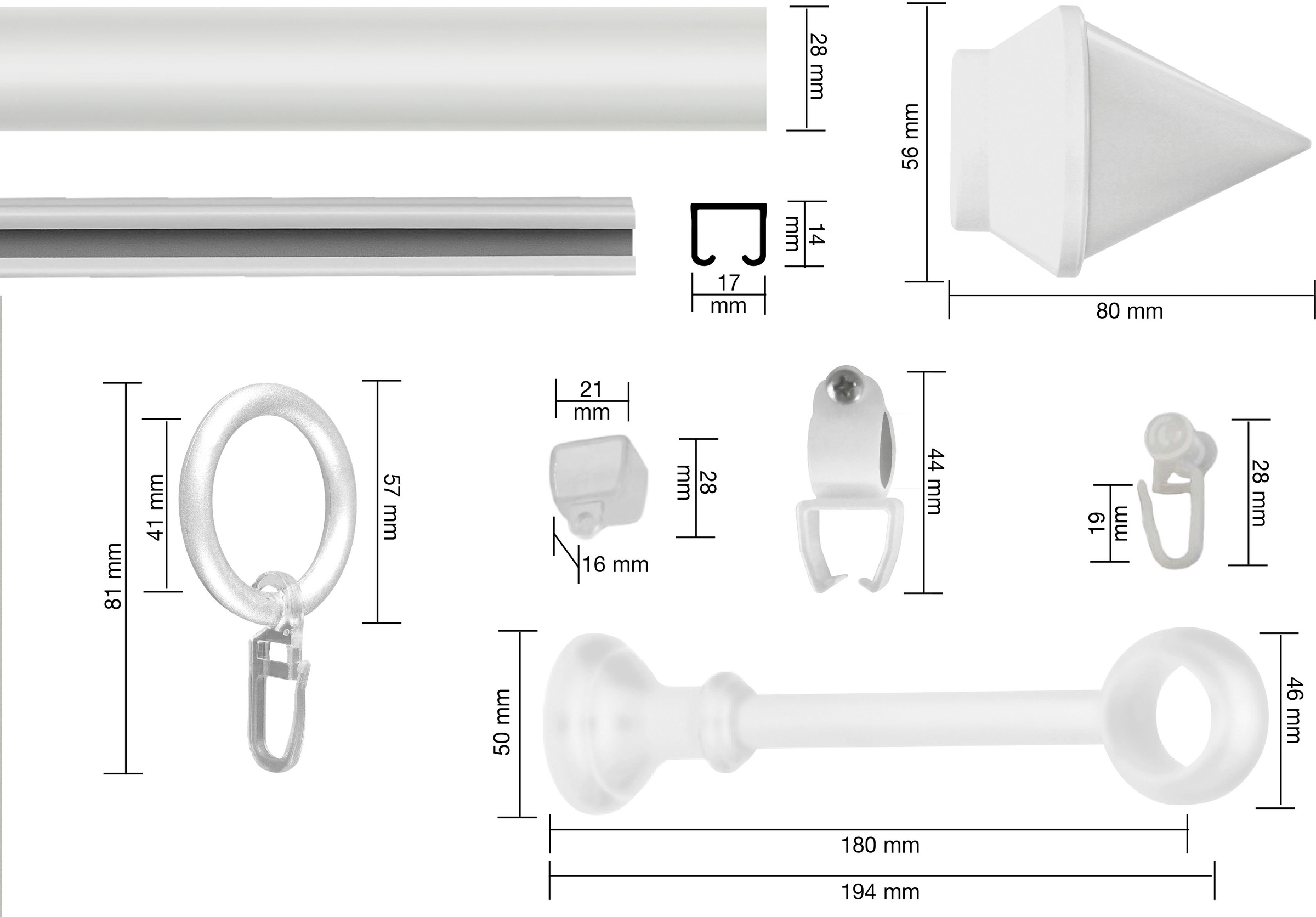 Thumbnail - GARESA Gardinenstange "SEMARA" Ø 28 mm 2 läufig-läufig Wunschmaßlänge Vorhanggarnitur, Kunststoff, verlängerbar, mit Rin...