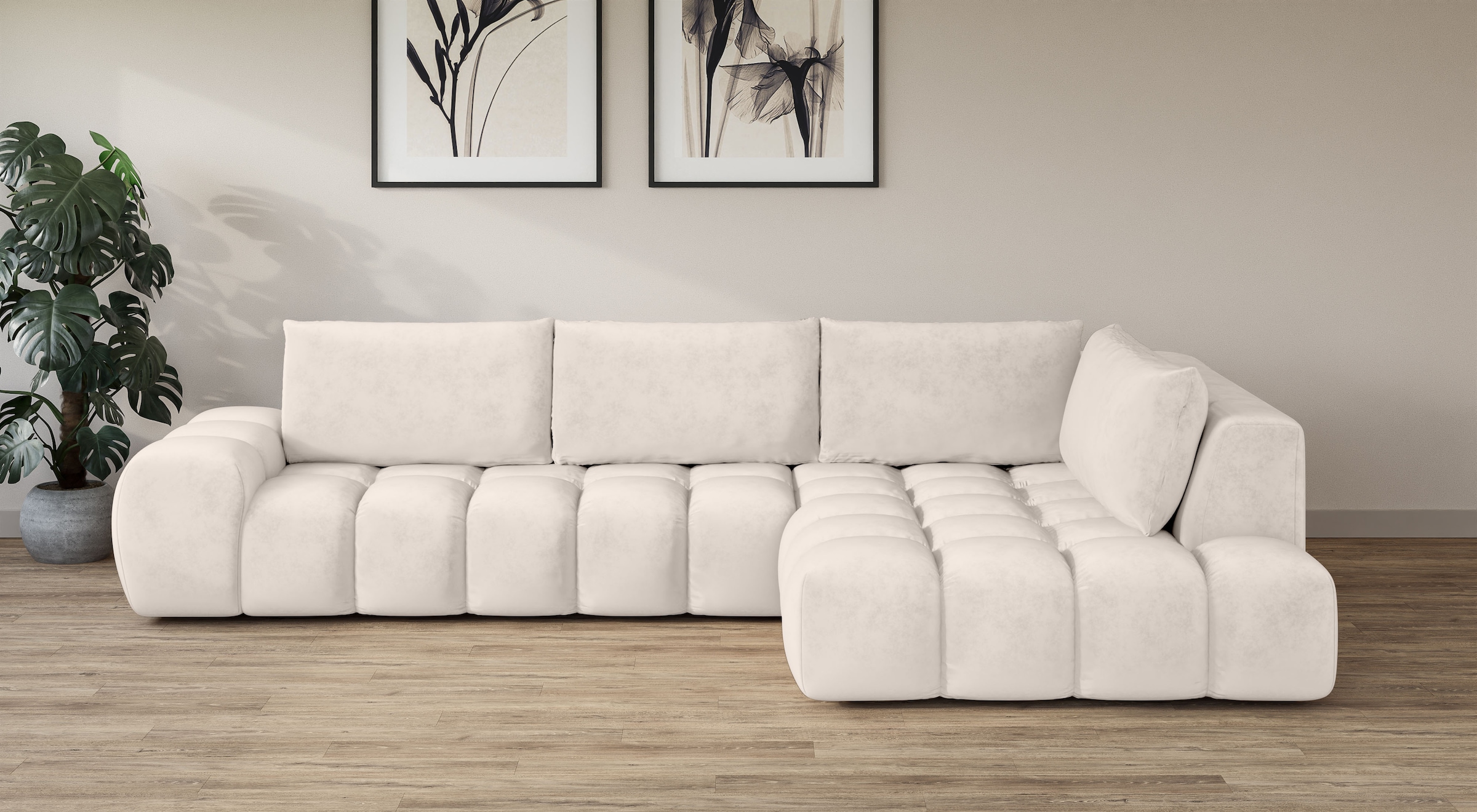 OTTO home Ecksofa "AZITA L-Form, XXL 352 cm Designsofa in Bubble-Opitk" los günstig online kaufen