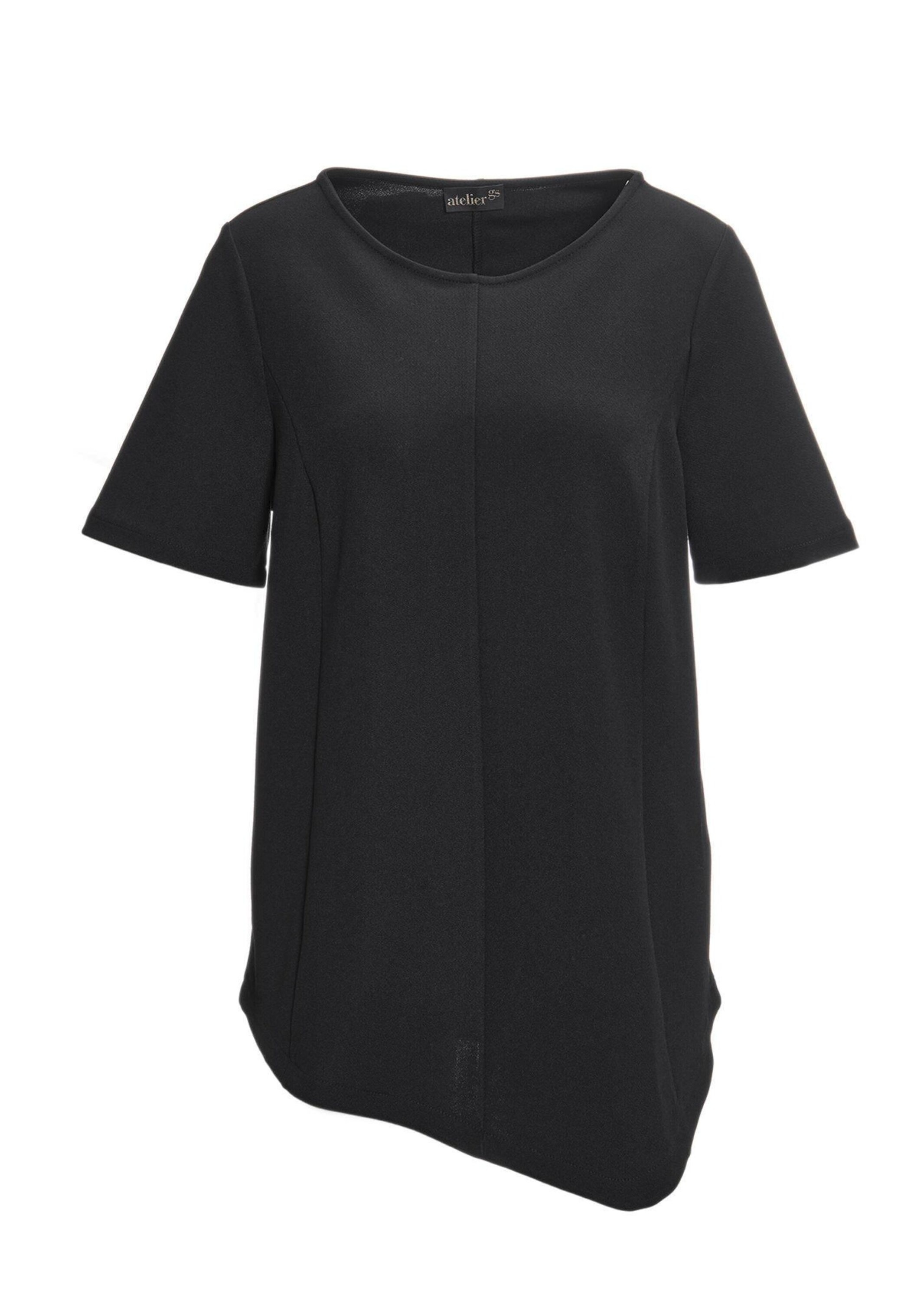 GOLDNER Damen Langarm-Poloshirt "Kurzgröße Zipfelshirt", schwarz, Gr. 20, Obermaterial: 94% Polyester PES. 6% Elasthan EL., Shirts