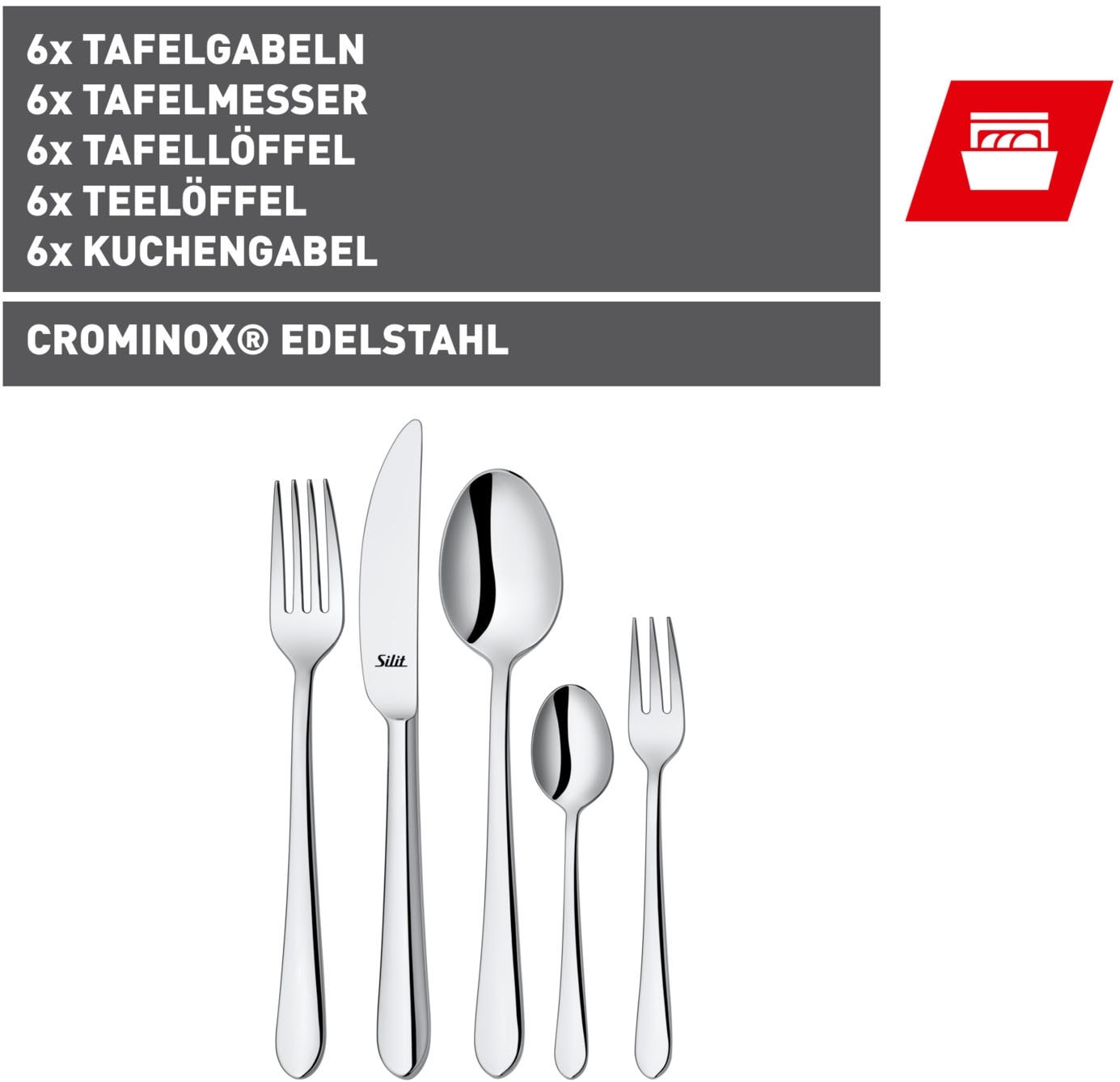 Silit Besteck-Set »Midi« Solide Monobloc Tafelmesser, poliert