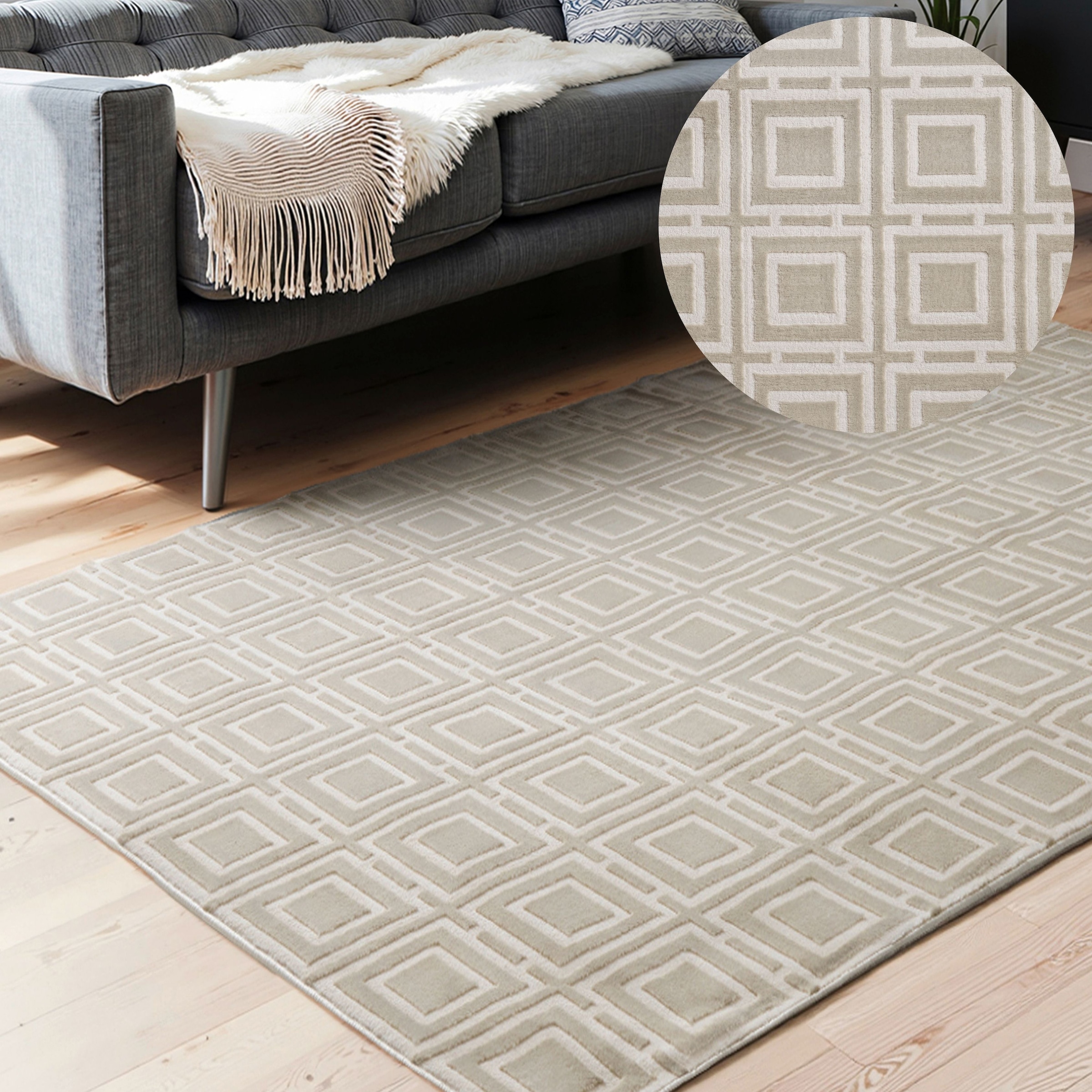 ELLE DECORATION "Howlite" rechteckig 9 mm Höhe Wohnzimmer, Schlafzimmer, Läufer, Hoch-Tief Effekt, Flur, Glanz