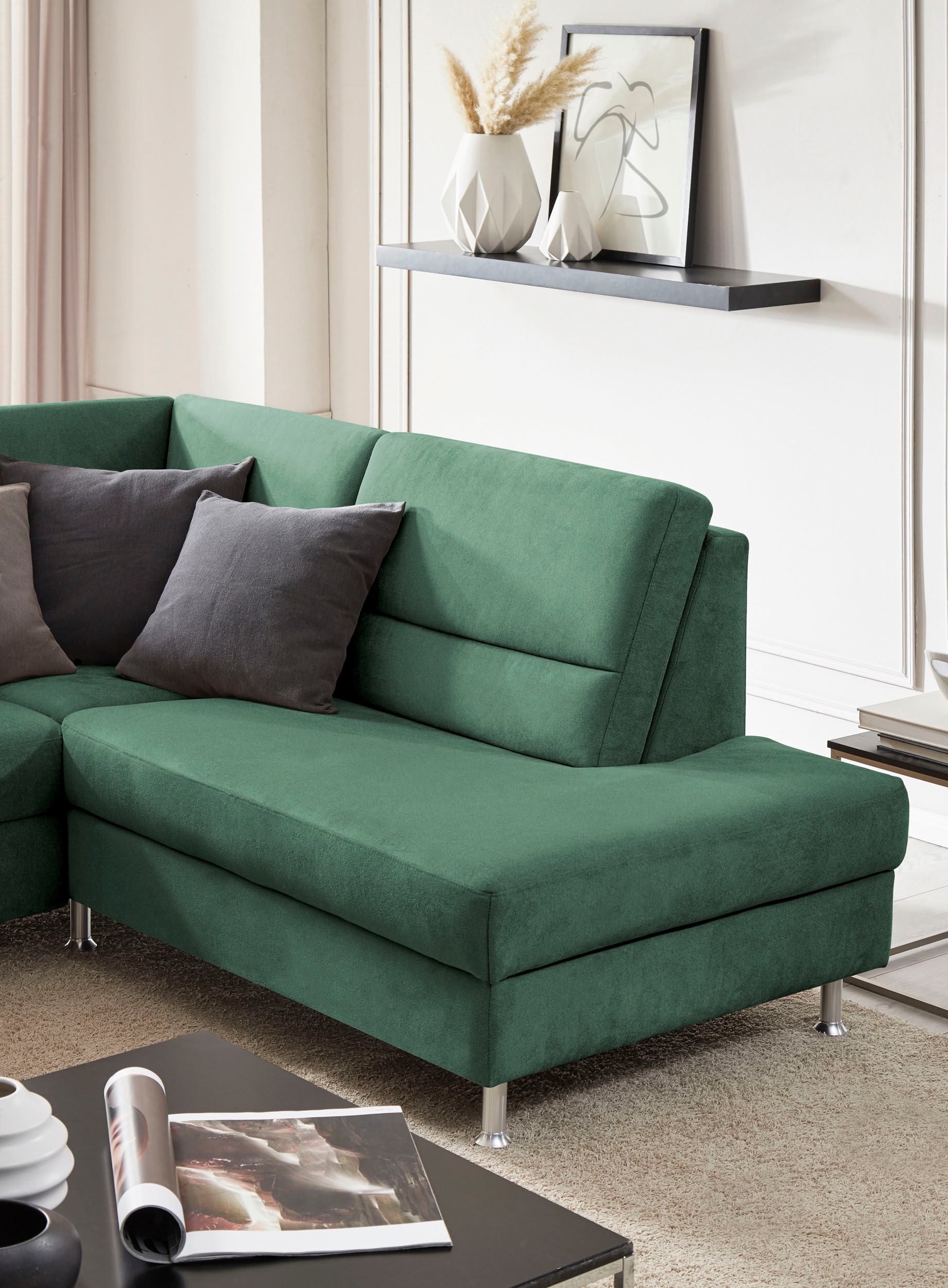 CALIZZA INTERIORS Ecksofa »Onyx L-Form«, Ottomane links oder rechts, wahlweise mit Bettfunktion, Breite 257 cm