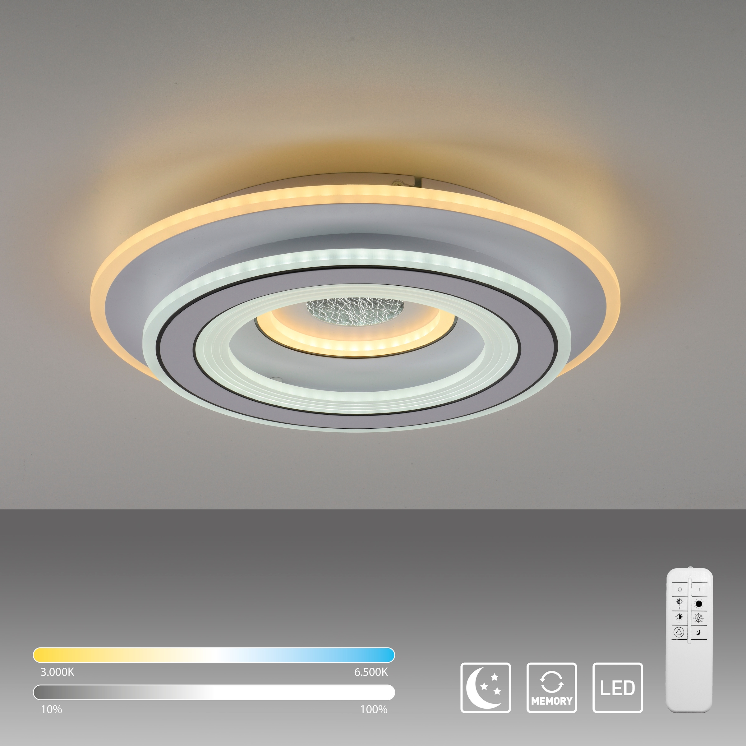 JUST LIGHT Deckenleuchte »TOLAGO«, 1 flammig, Leuchtmittel LED-Board | LED fest integriert, LED, Fernbedienung, Infrarot inkl.
