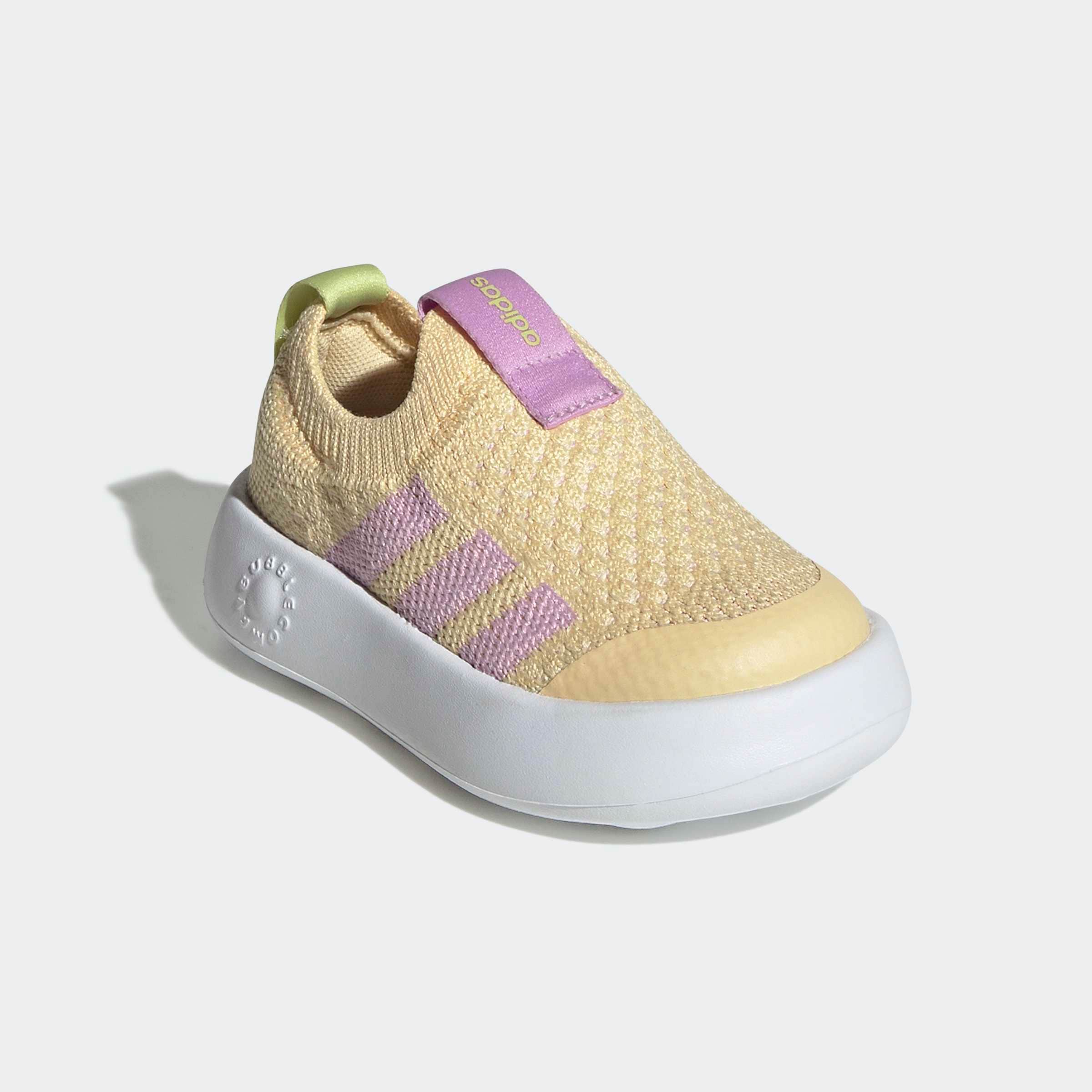 Slip-On Sneaker ADIDAS SPORTSWEAR "BUBBLECOMFY KIDS", Kinder, Gr. 26, orange tint, bliss lila, pulse lime, Textil, Schuhe, für Kinder