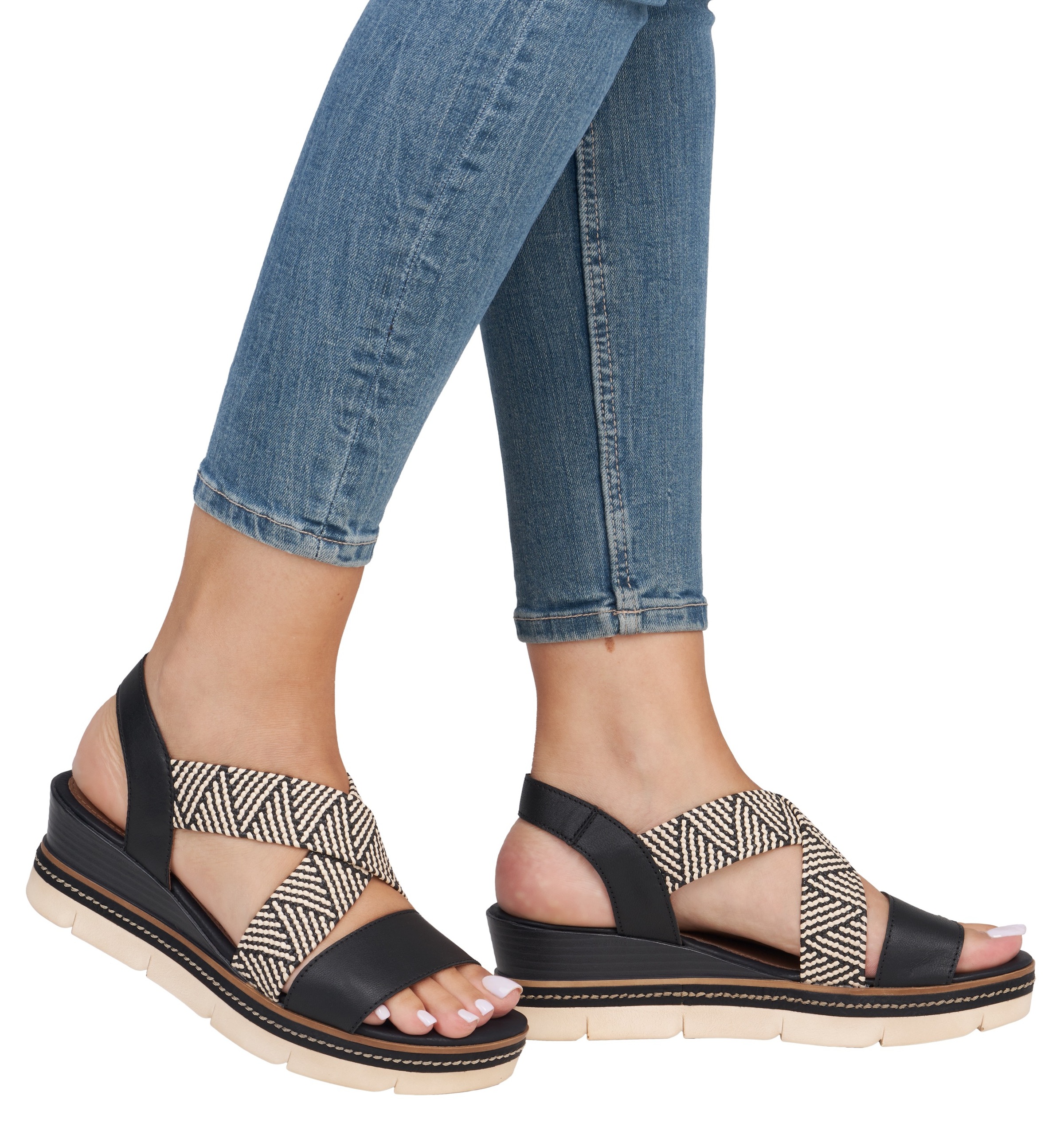 Remonte Wedge Sandal Black-Cream 43 3