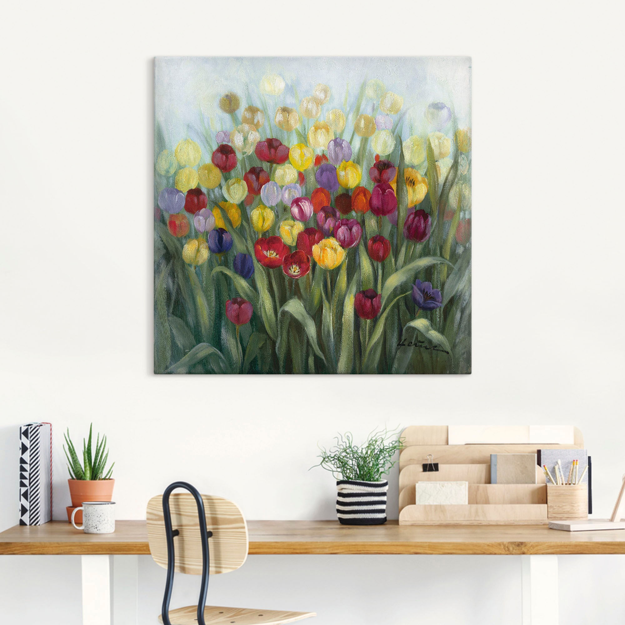 Artland Leinwandbild "Tulpenwiese II" Blumenwiese 1 Stk. tlg. auf Holzrahme günstig online kaufen
