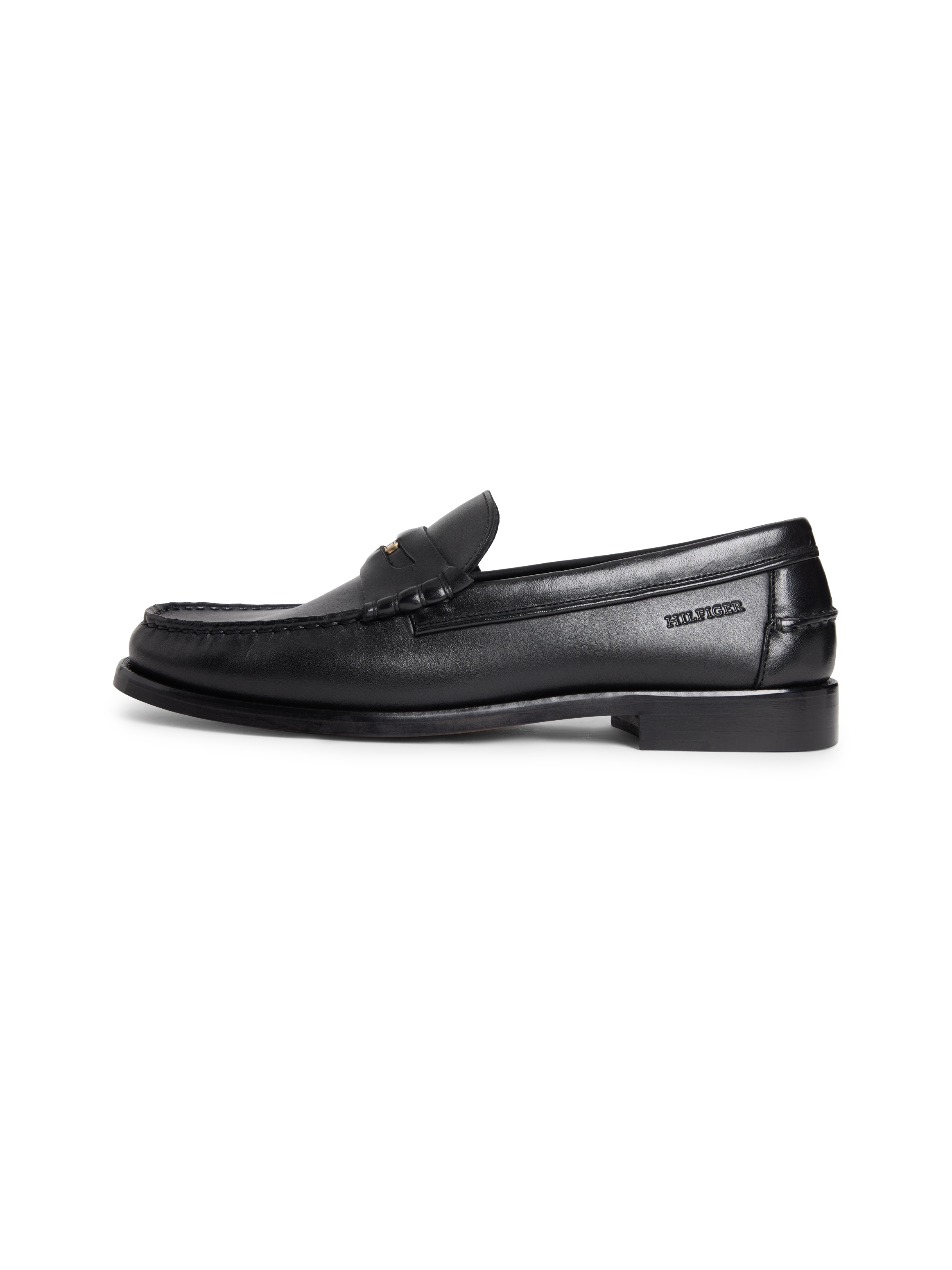 Tommy Hilfiger Loafer »HILFIGER PENNY CRUST LTH LOAFER«  Slipper, Businessschuh mit Zierriegel und Penny