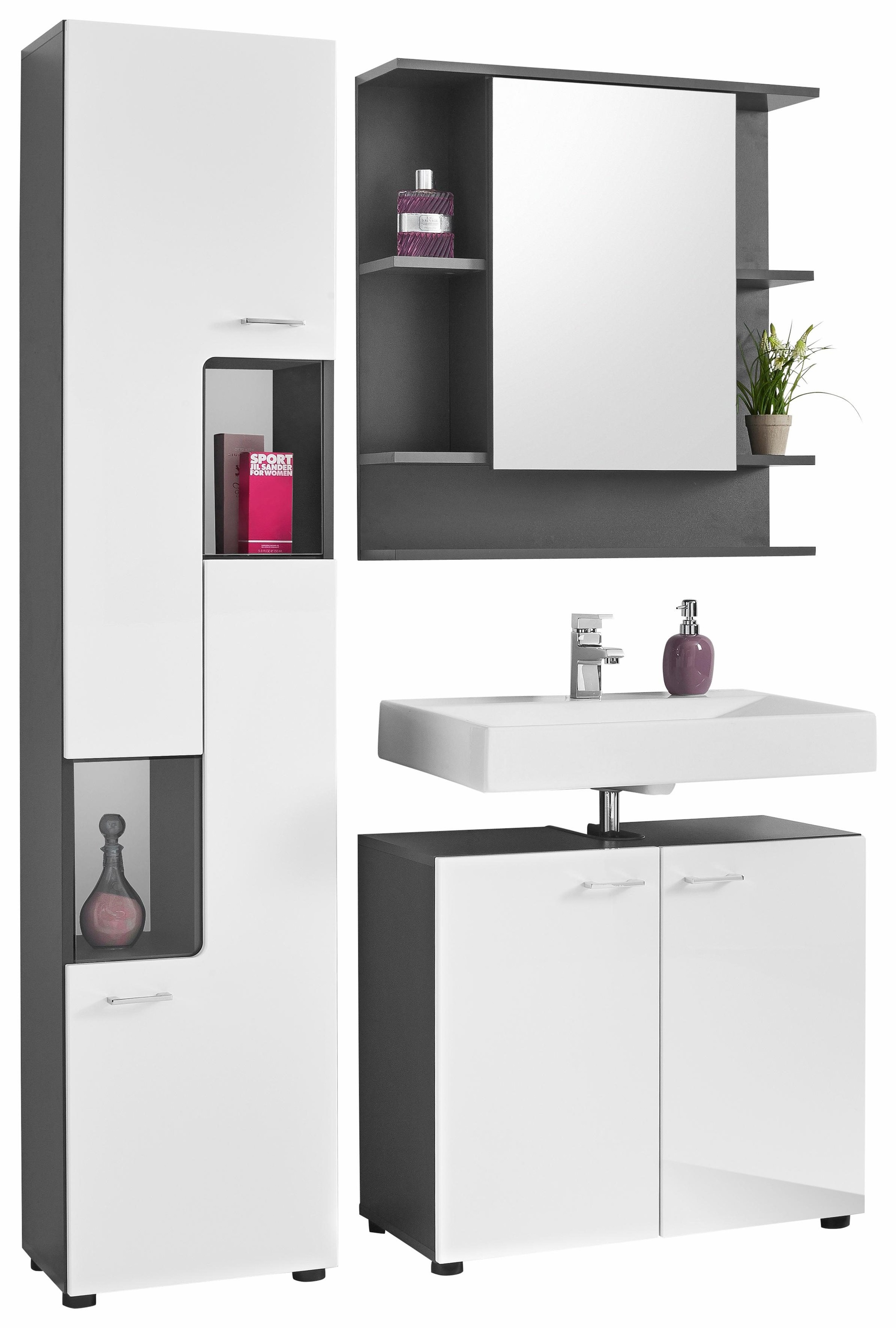 trendteam Badmöbel-Set Tetis, (Set, 3 St.), Hochschrankvariante links