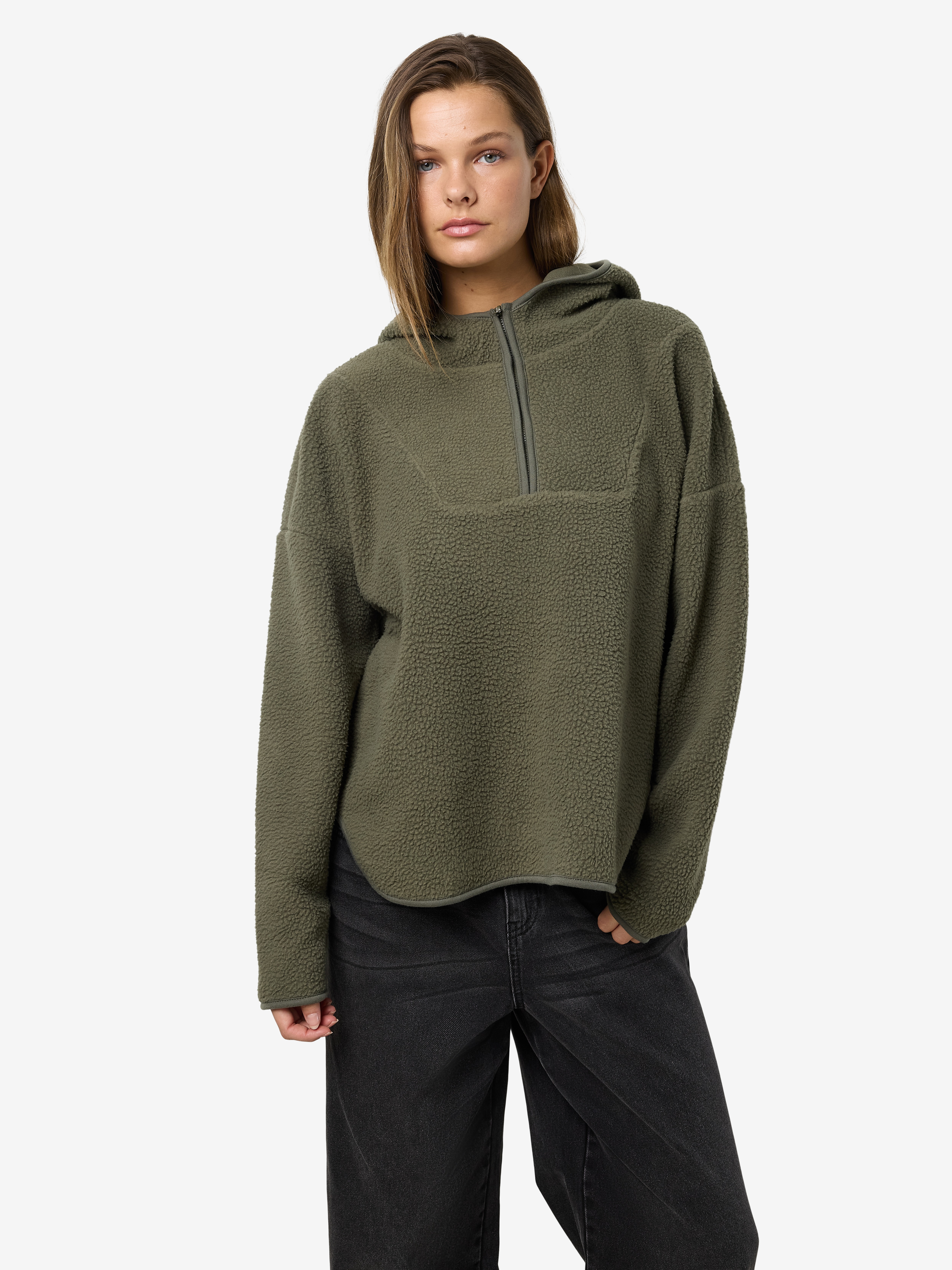 Thumbnail - Noisy may Fleecepullover "NMCOZY L/S HALFWAY ZIP SWEATER JRS NOOS", Polyester, relaxed fit
