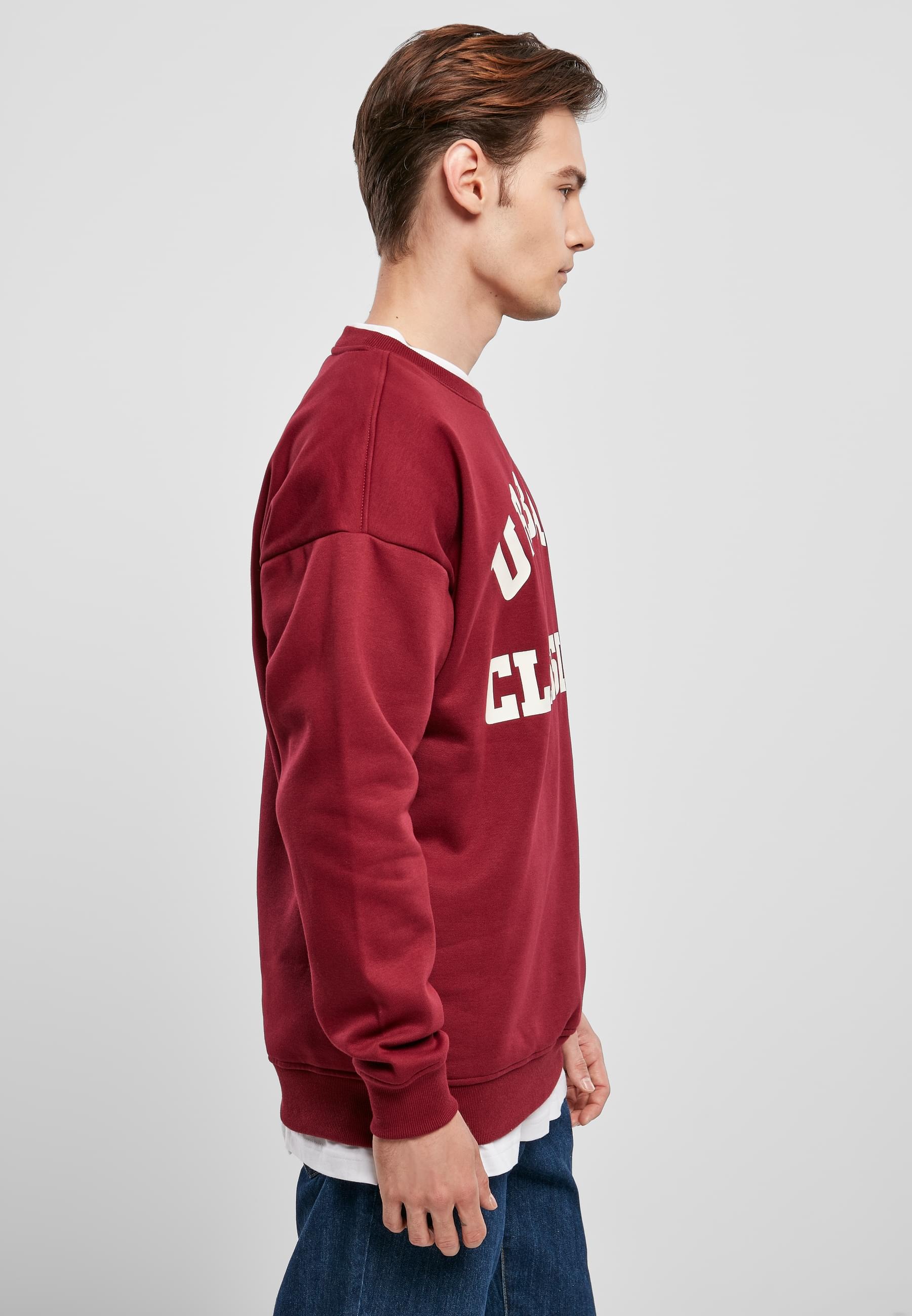 URBAN CLASSICS Rundhalspullover »Urban Classics Herren College Print Crew«, (1 tlg.)