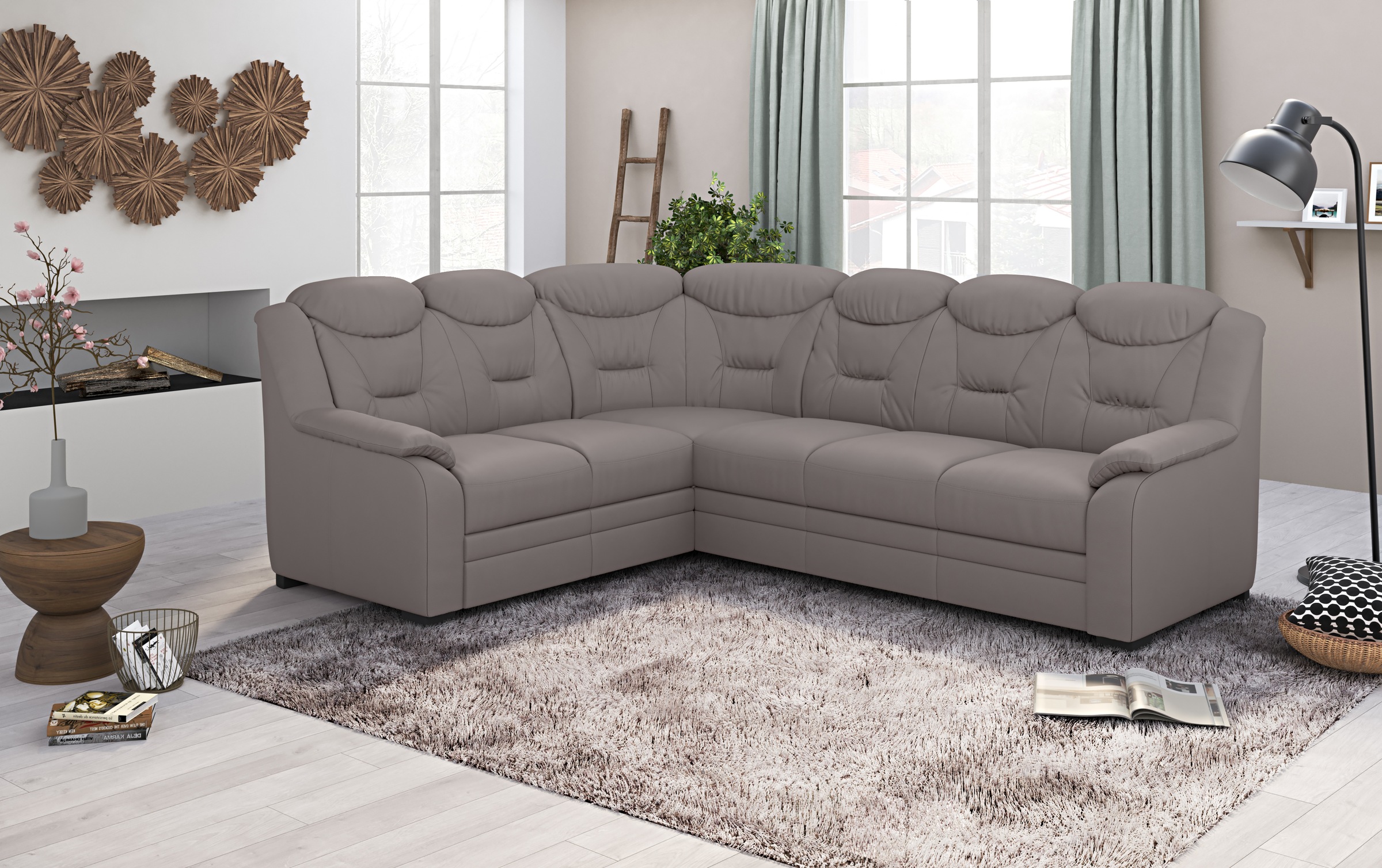 COTTA Ecksofa »Marcus L-Form«, Bequemes Ecksofa in klassischem Design mit hoher Rückenlehne
