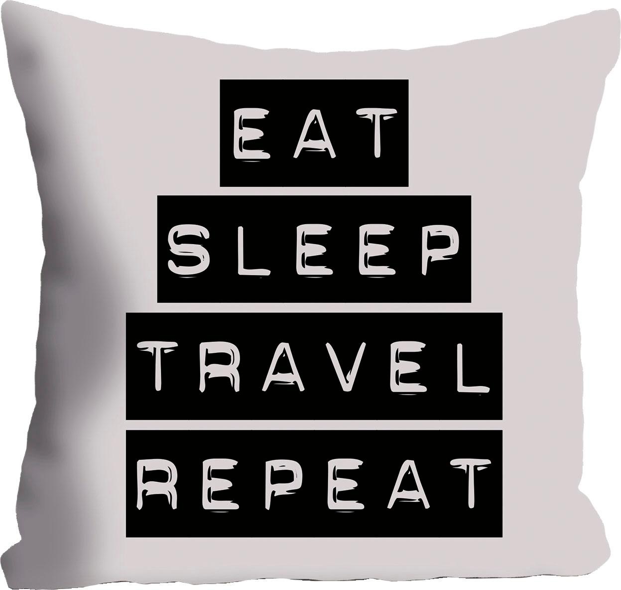 queence Dekokissen ""Eat, Sleep, Travel, Repeat"" Kissenhülle ohne Füllung, günstig online kaufen