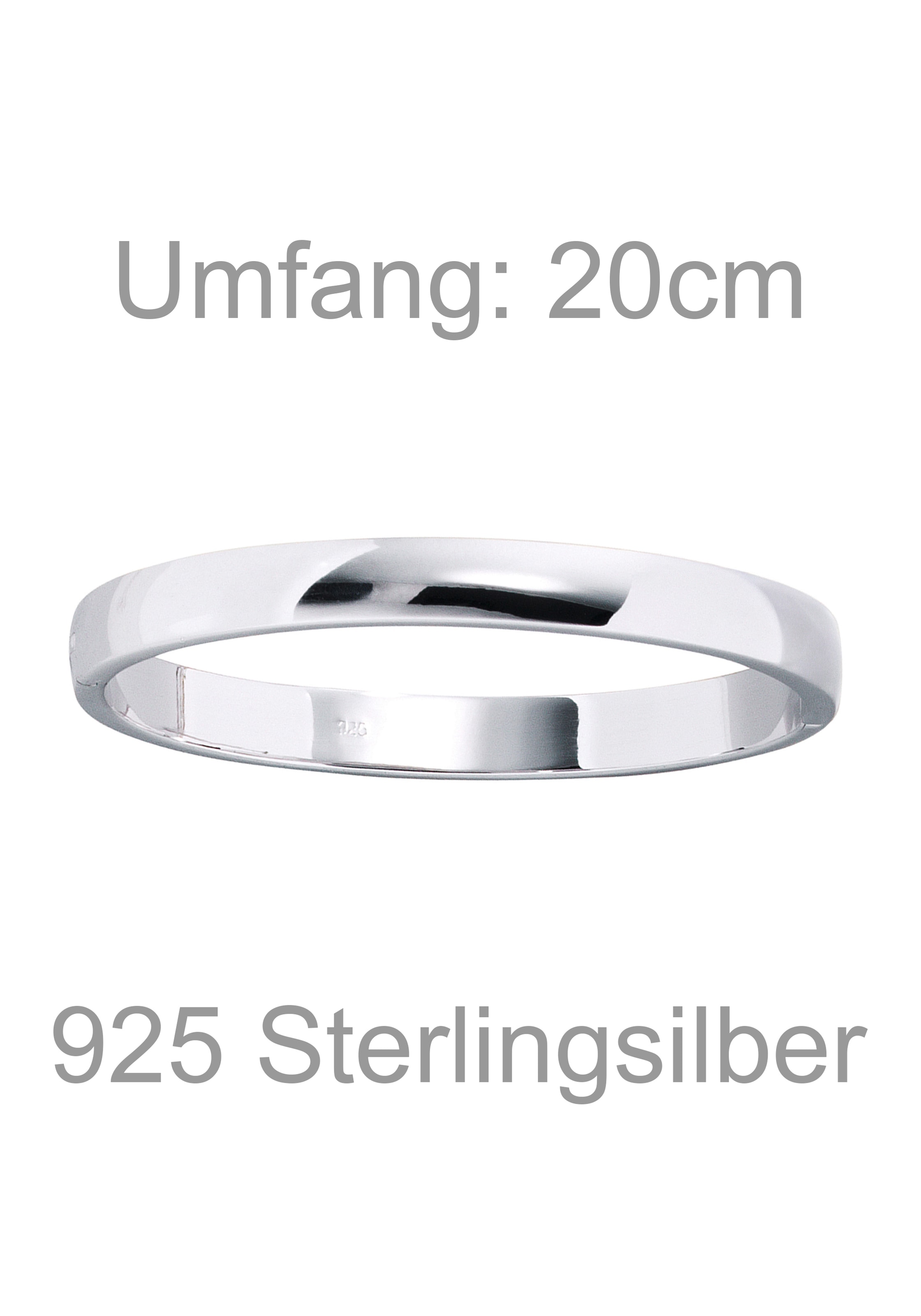 JOBO Armreif »Armband oval« 925 Silber rhodiniert 20 cm