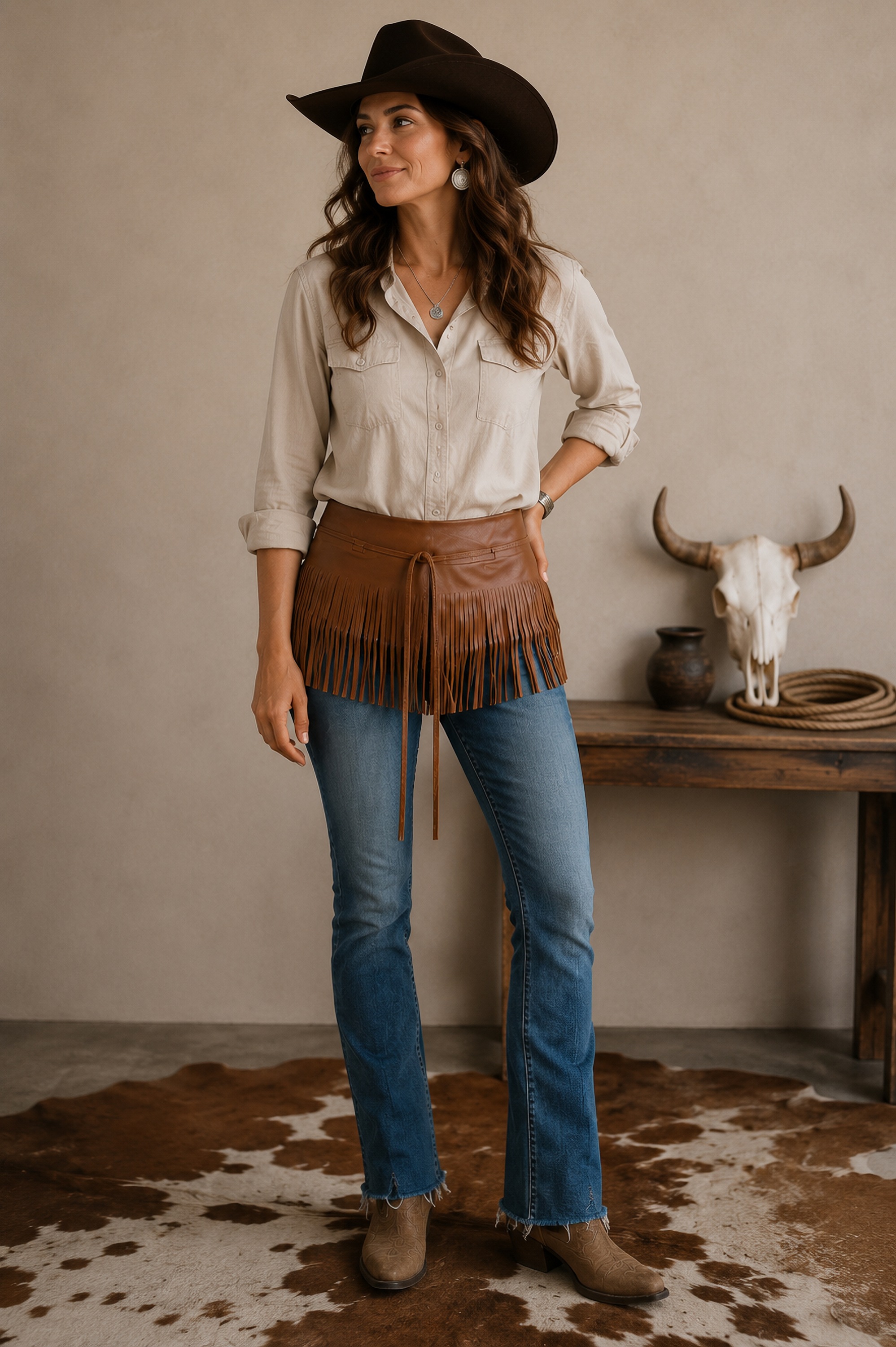 COLLEZIONE ALESSANDRO Taillengürtel »Western« aus Leder mit Fransen, Made in Italy