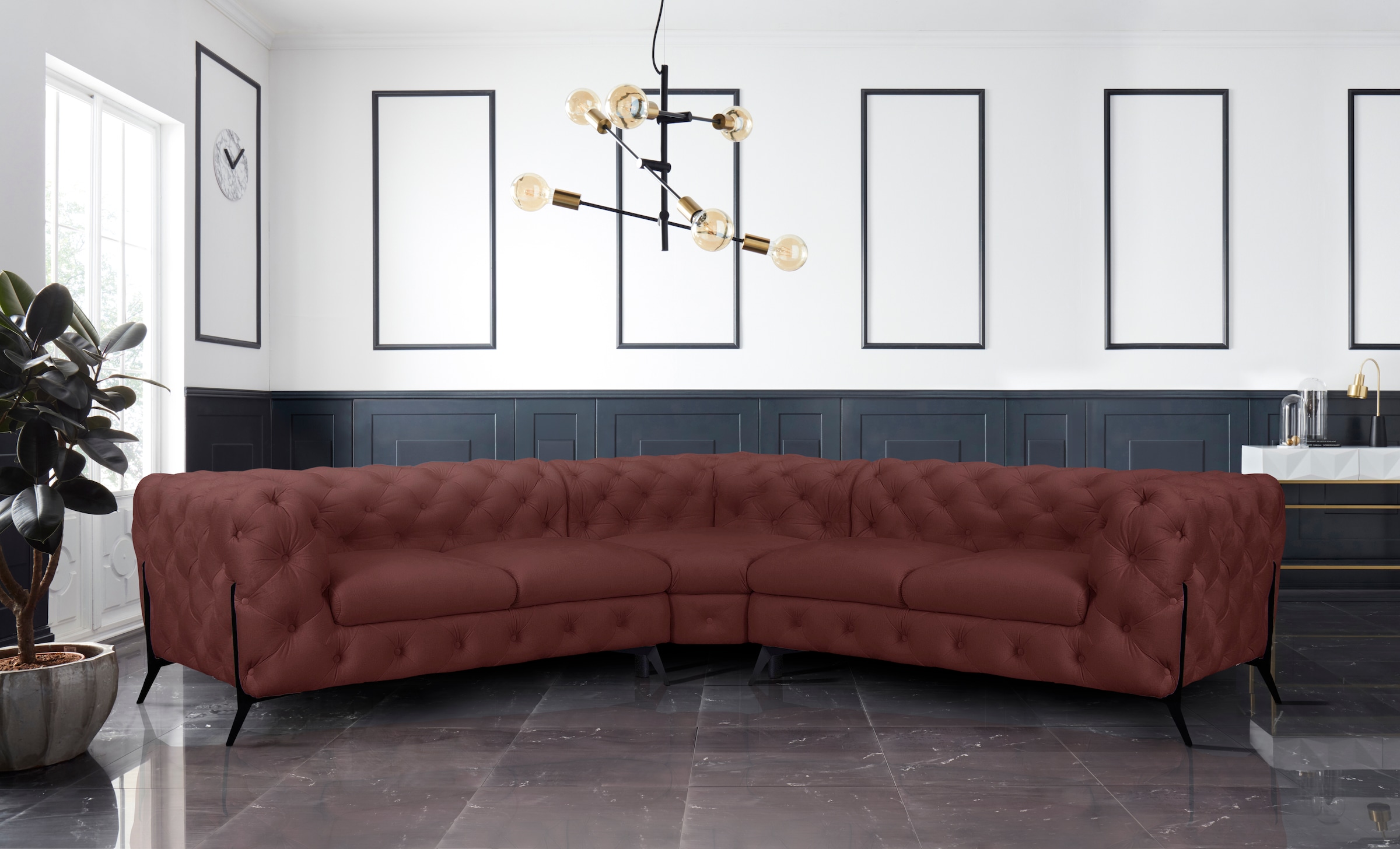 Home affaire Chesterfield-Sofa »Amaury L-Form« Chesterfield-Optik,  Breite/Tiefe je 262 cm, Fußfarbe wählbar