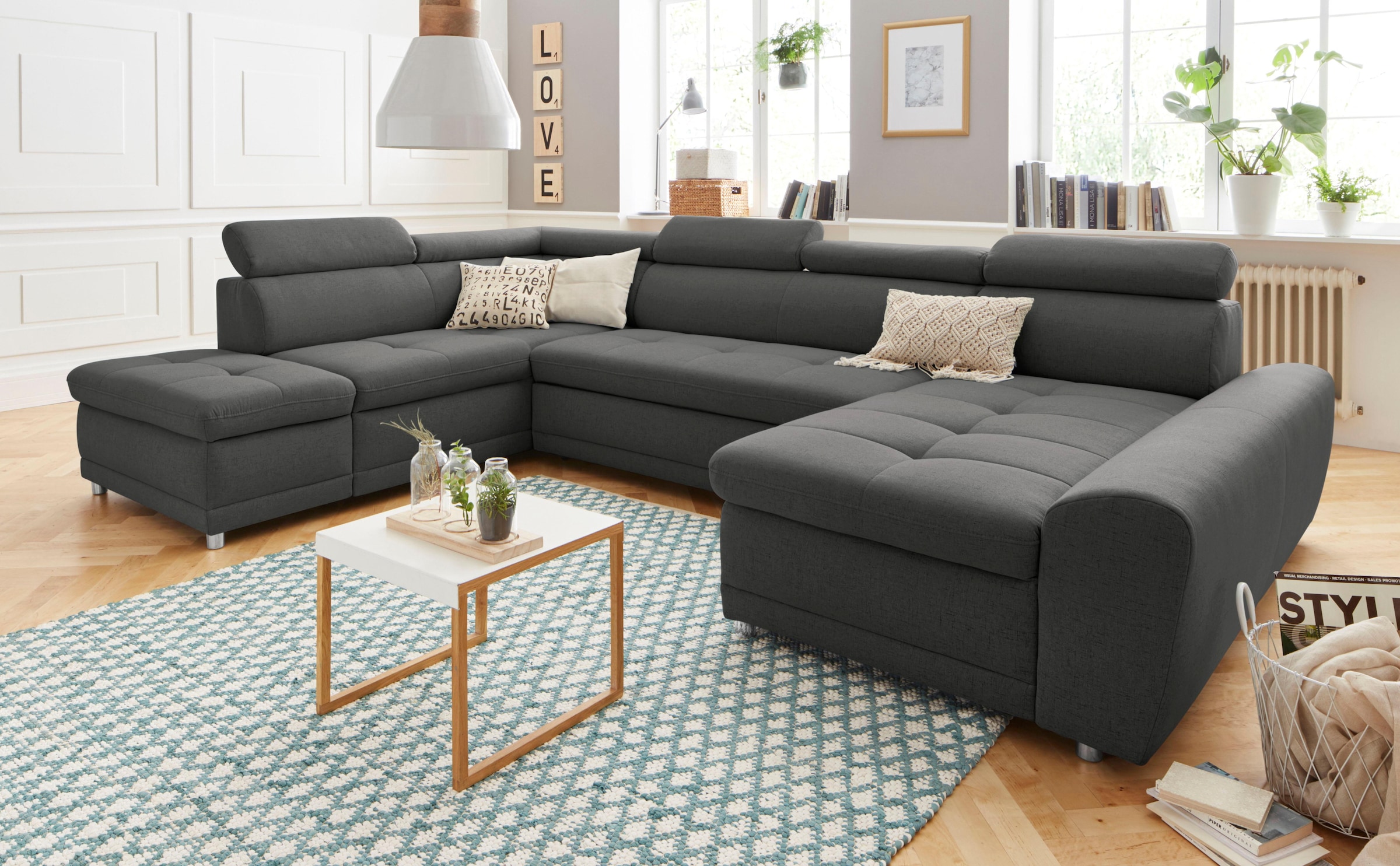 sit&more Wohnlandschaft "Riva U-Form" wahlweise mit Schlaffunktion