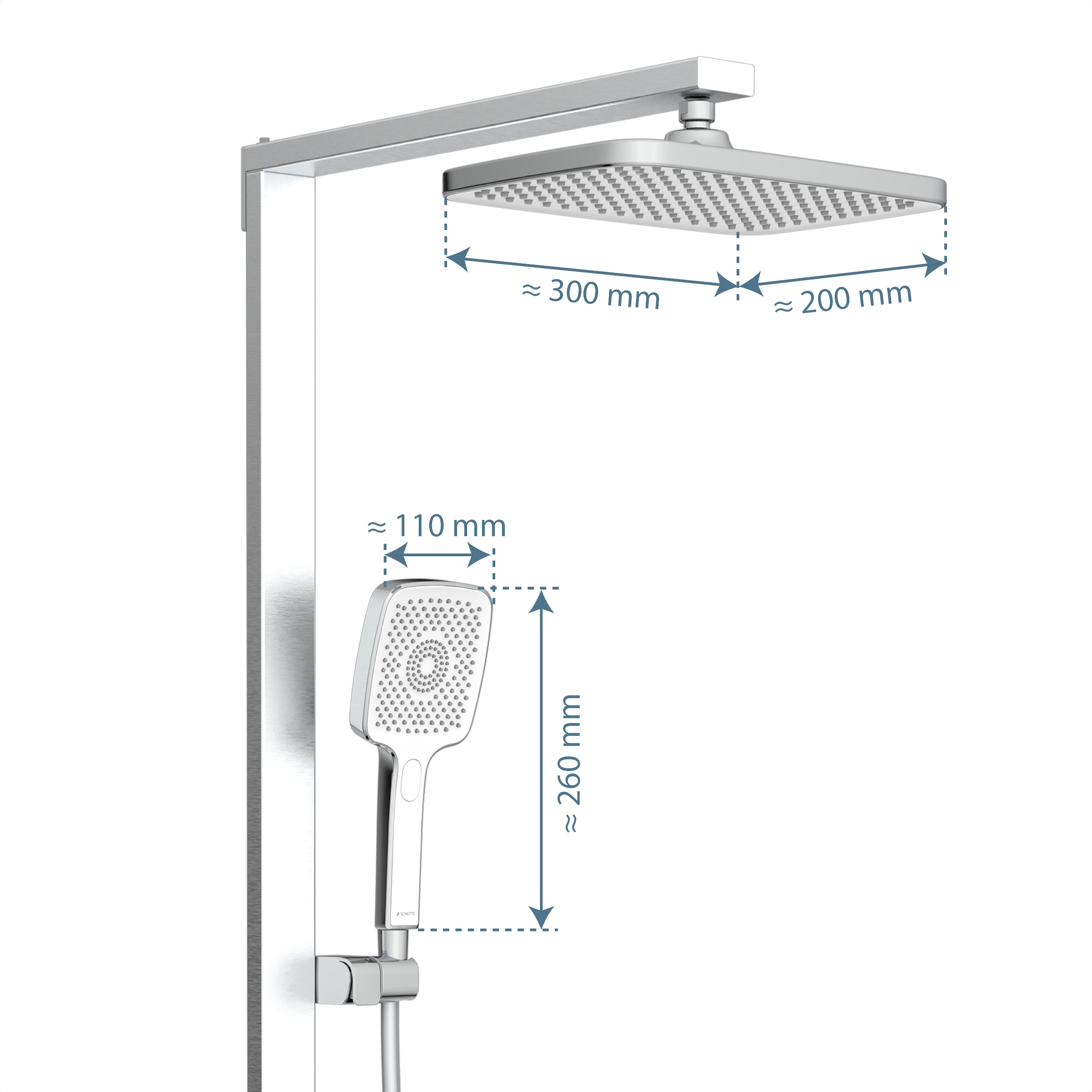 Schütte Duschsystem »HAWAII Überkopfbrause-Set« Komplett-Set, Inkl. Montagematerial und Dichtungen,  mit Thermostatarmatur, Glasablage, Brausehalter