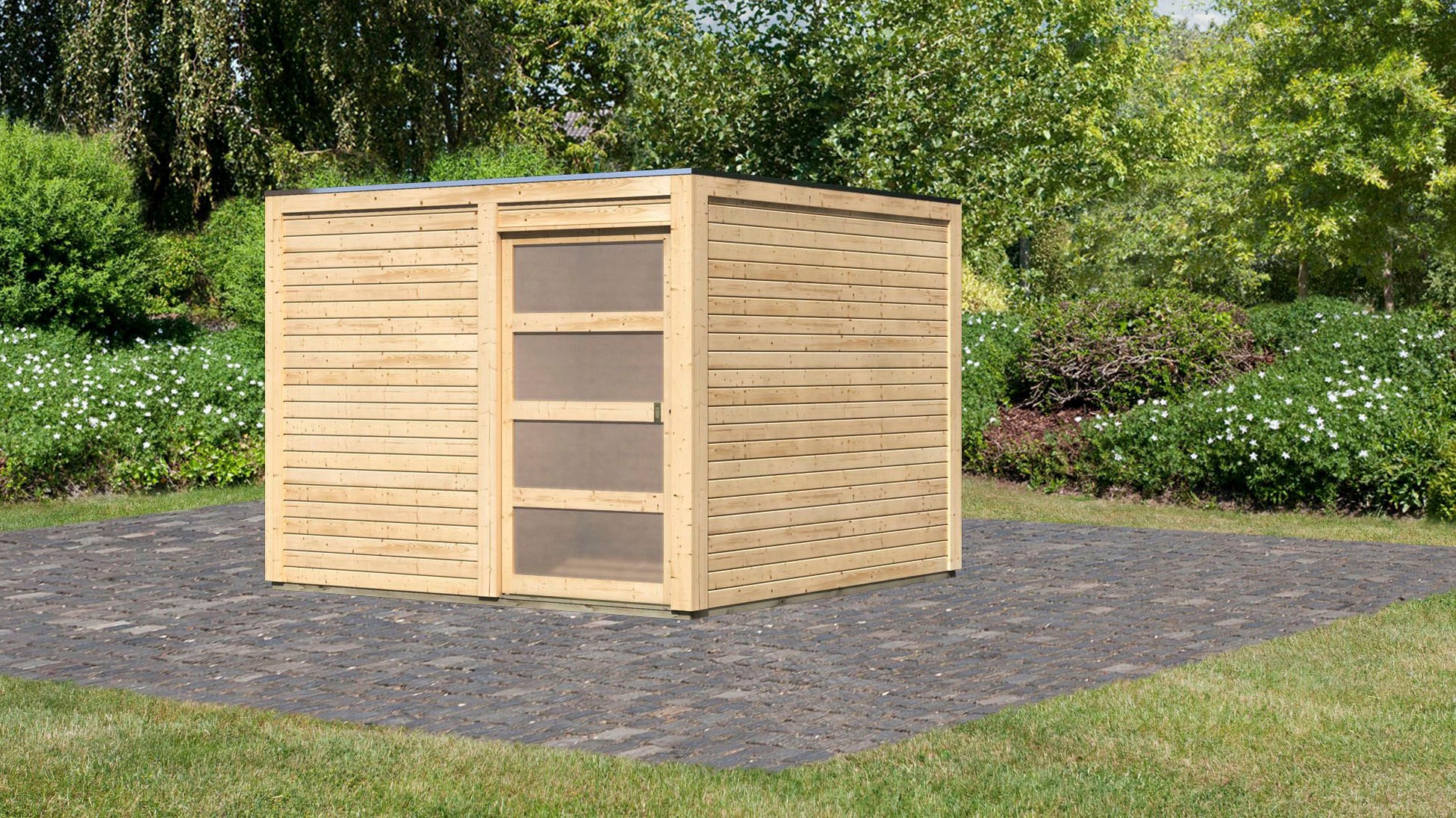 Karibu Gartenhaus "Quellsee 2", naturbelassen oder terragrau günstig online kaufen