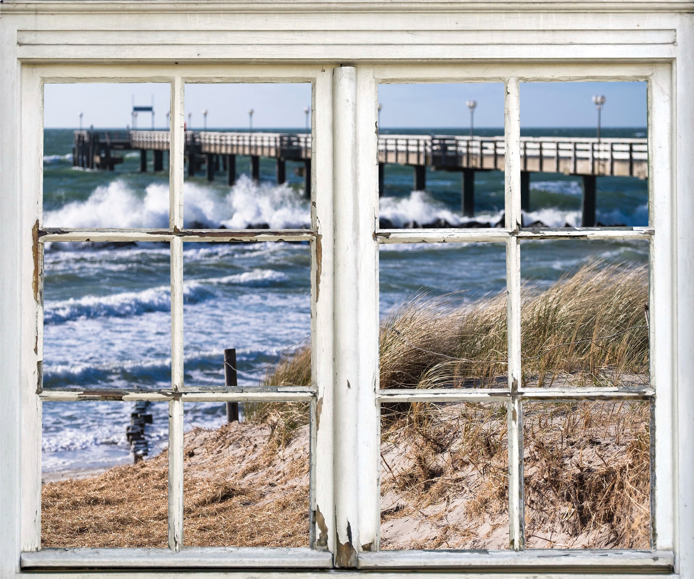 queence Wandsticker »Steg im Meer«, Wandsticker, Wandbild, Steg, Meer, selbstklebend