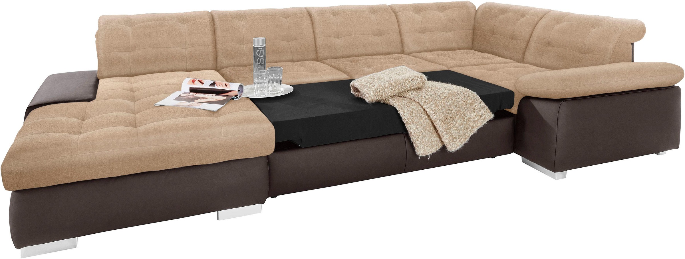 sit&more Wohnlandschaft »Ontario U-Form«, XXL, wahlweise mit Bettfunktion