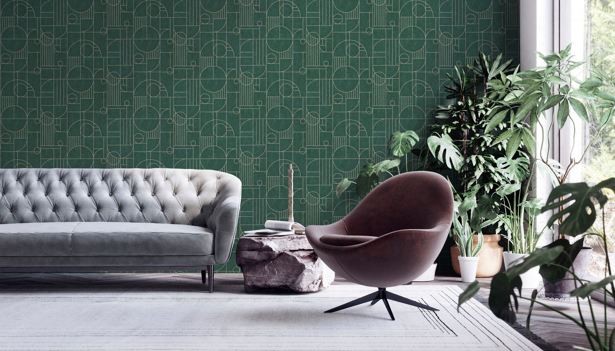 living walls Vliestapete »My Home My Spa«, geometrisch-grafisch-Motiv, Geometrische Tapete Ornament Tapeten Wohnzimmer Schlafzimmer Küche